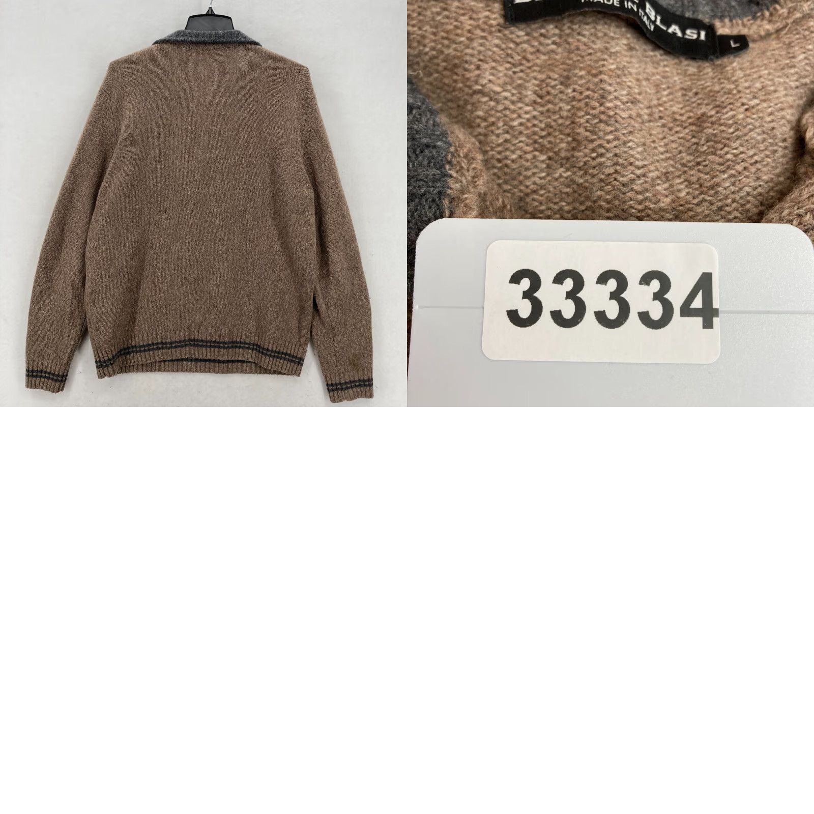 Vintage Daniele Blasi Sweater Mens Large Brown Wool Blend Quarter Zip Mock Neck Italy Size US L / EU 52-54 / 3 - 9 Thumbnail