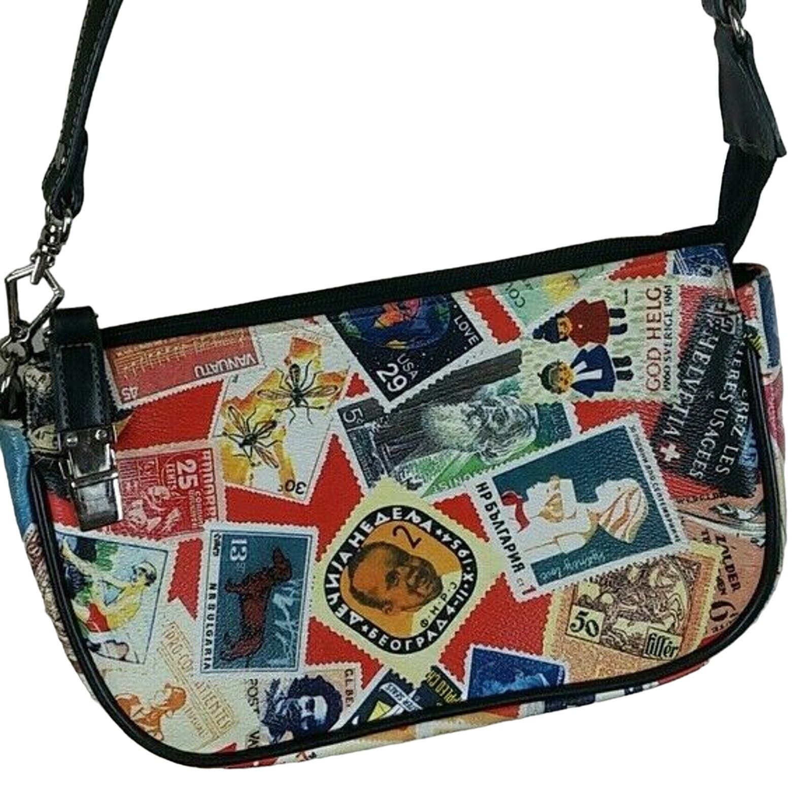 Loveless Sydney Love Handbag World Travel Stamps Vegan Leather Size ONE SIZE - 2 Thumbnail