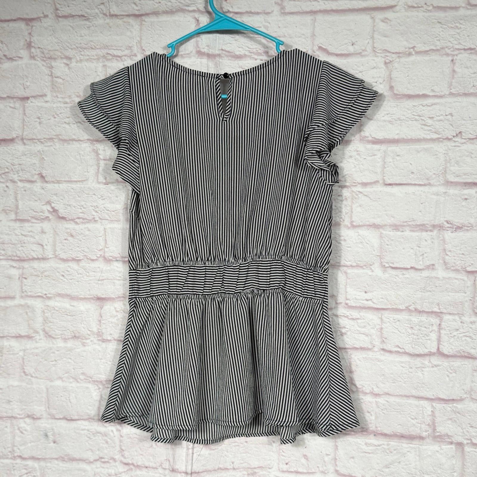 Other Monteau Large Black and White Striped Peplum Top Size L / US 10 / IT 46 - 7 Thumbnail