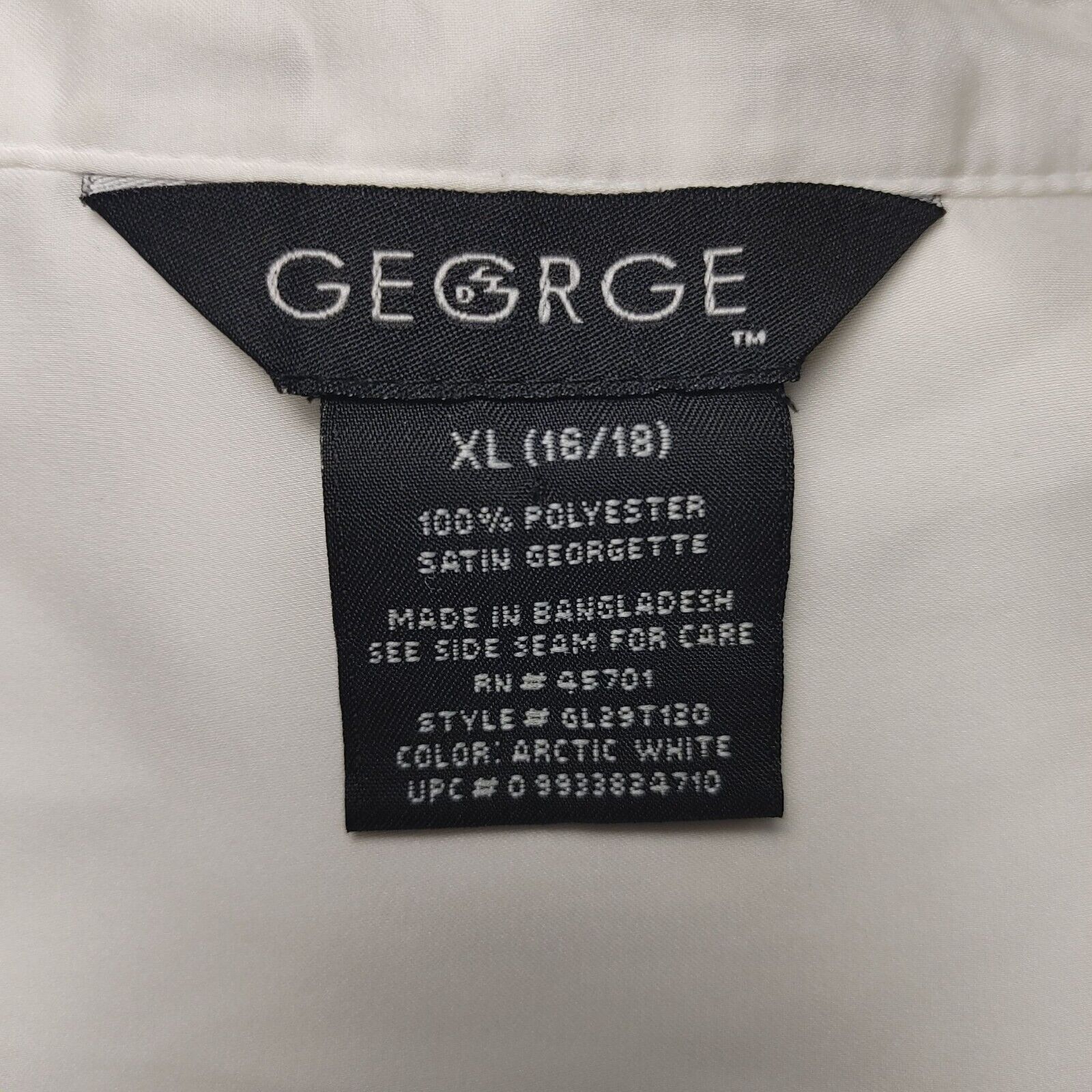 George George Women's White Satin Short Sleeve Button Down Tie Wais Size XL / US 12-14 / IT 48-50 - 3 Thumbnail