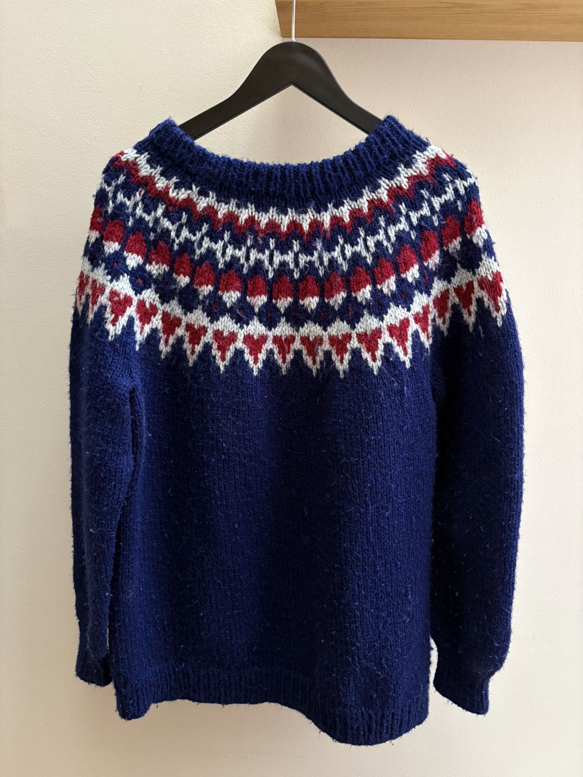 Vintage Handknit VTG 90s Icelandic wool yoke pattern sweater M Size US M / EU 48-50 / 2 - 2 Thumbnail
