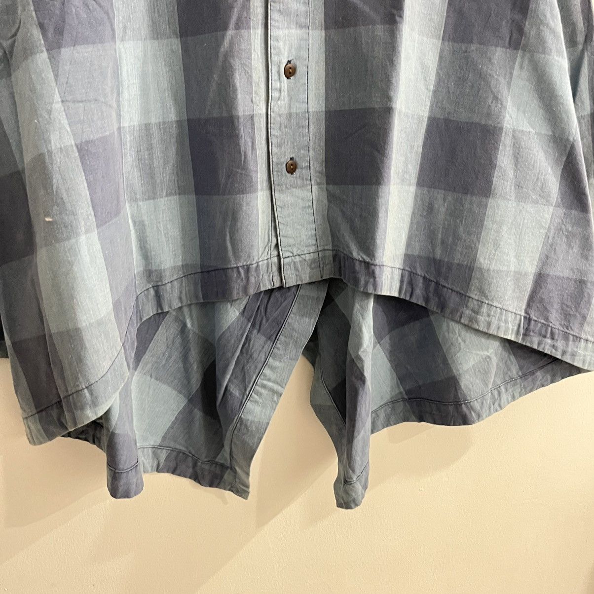 Japanese Brand Pyumoso Checkboard Unique Cut Button Up Shirt Size US L / EU 52-54 / 3 - 4 Thumbnail