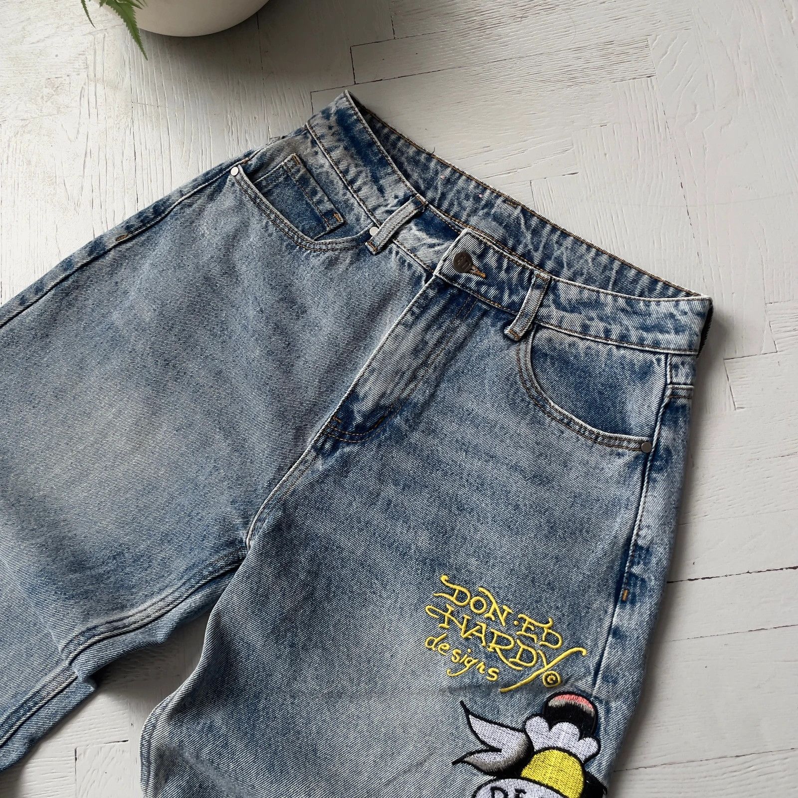 Ed Hardy Y2K Ed Hardy Printed Boyfriend Stonewash Blue Jeans Size 28" / US 6 / IT 42 - 3 Thumbnail