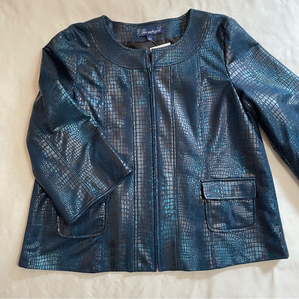 Other NWT New Susan Graver Style Blue Snake Print Pattern 3/4 Sle Size L / US 10 / IT 46 - 6 Thumbnail