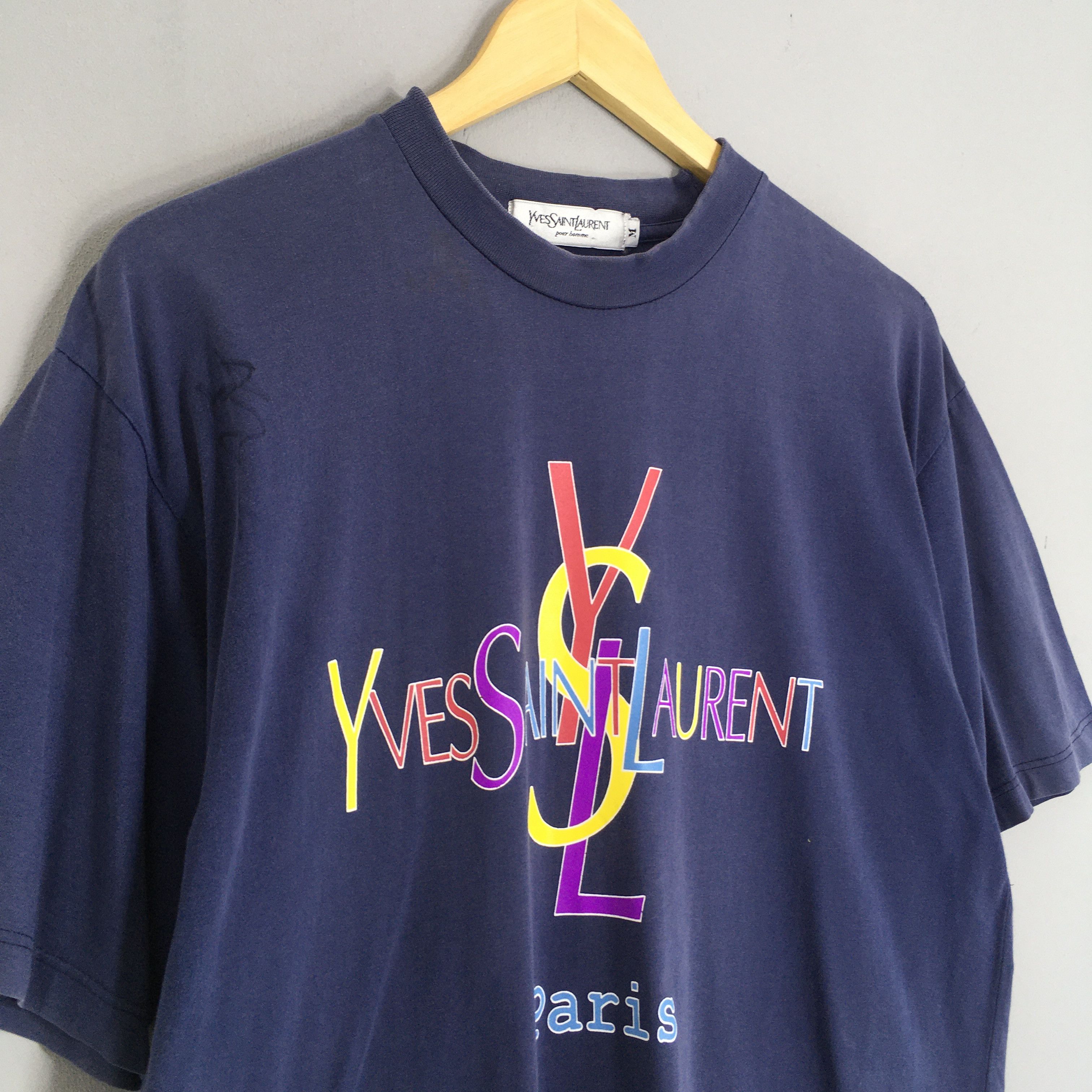Yves Saint Laurent Vintage YSL Yves Saint Laurent Blue T shirt Medium Size US M / EU 48-50 / 2 - 3 Thumbnail