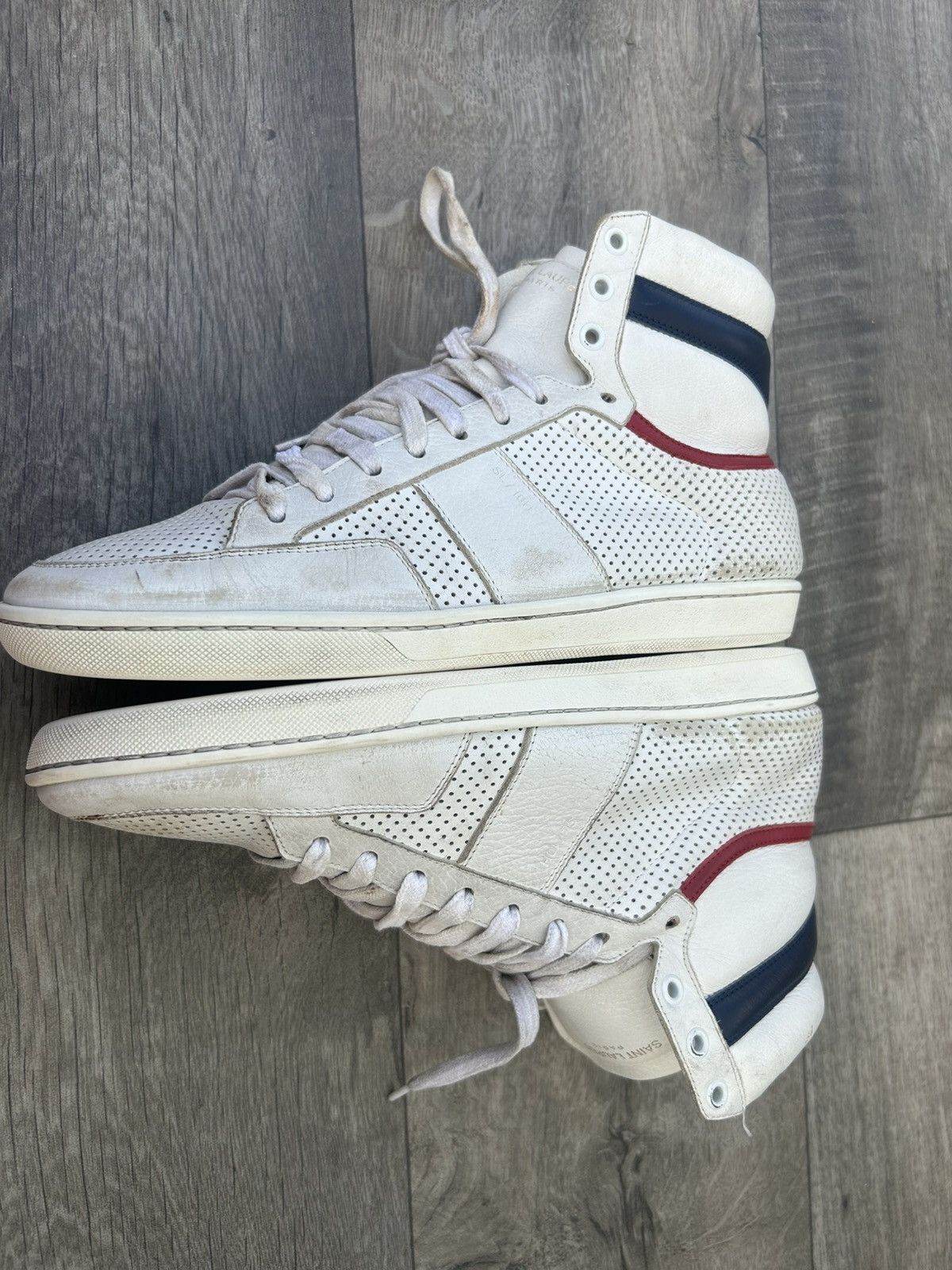 Saint Laurent Paris SAINT LAURENT SL/10H PERFORATED DISTRESSED HIGH-TOP Sneakers Size US 9 / EU 42 - 9 Thumbnail