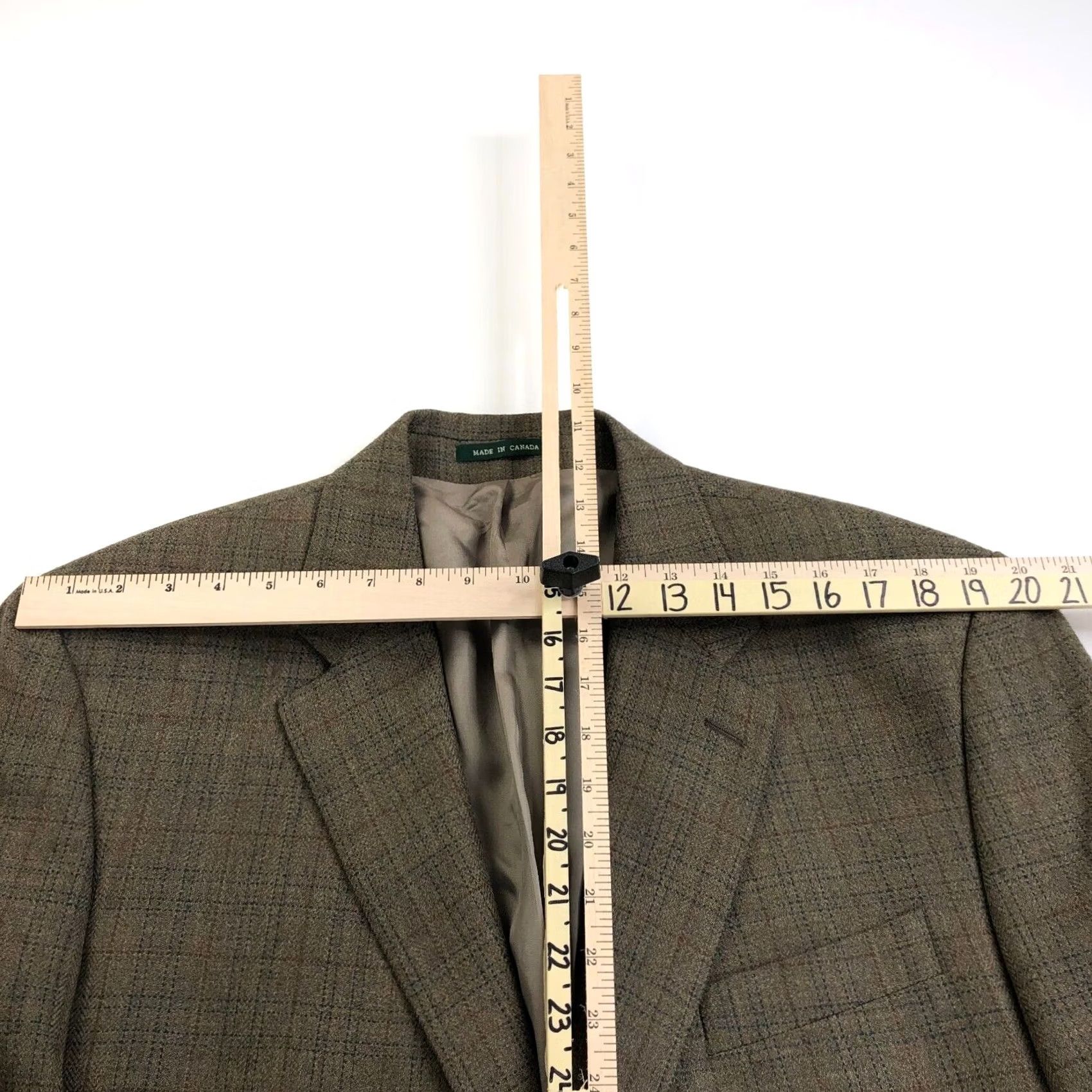 Chaps Chaps Ralph Lauren Two-Button Sport Coat Jacket Brown 45 100% Lambs Wool Notch Lapel Single-Vented Suit Jacket Regular Men's Clothes Plaid Vintage: No Size 48R - 5 Thumbnail