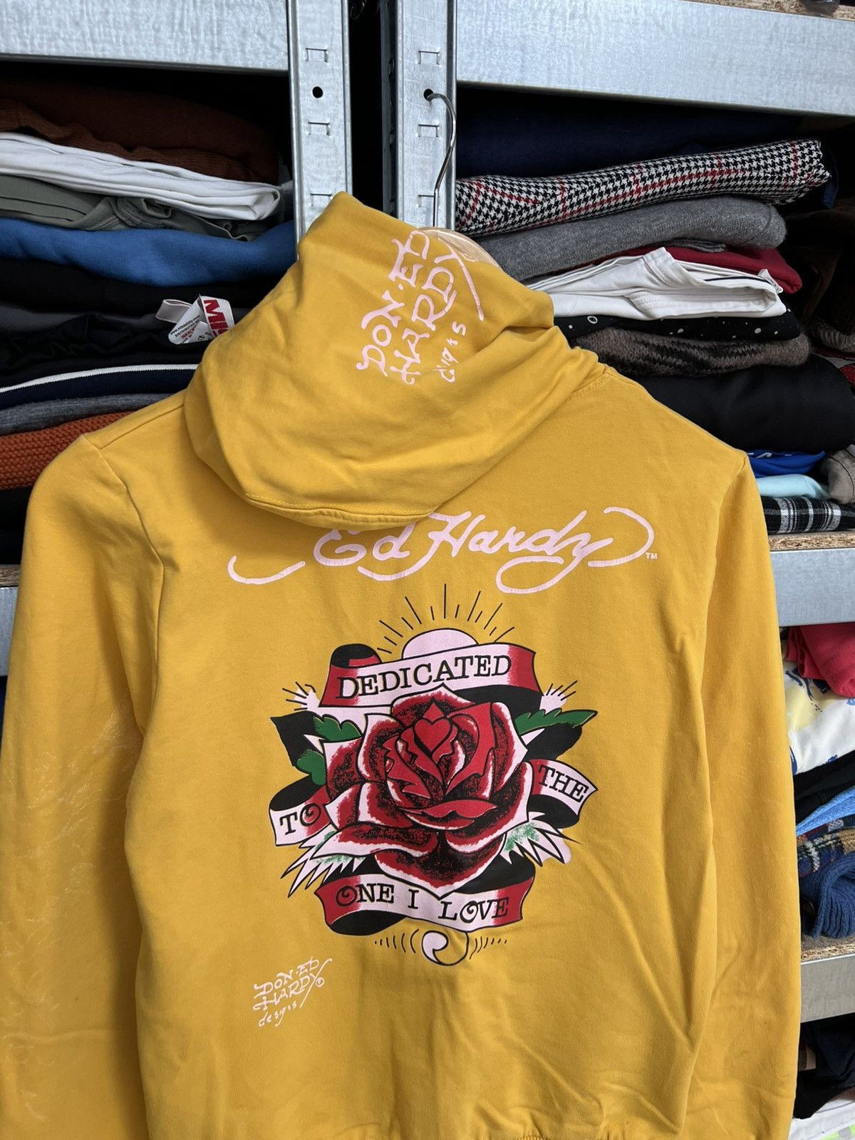 Ed Hardy Ed Hardy Y2K Style Full Zip Big Logo Hoodie Yellow Size XL Size XL / US 12-14 / IT 48-50 - 2 Thumbnail