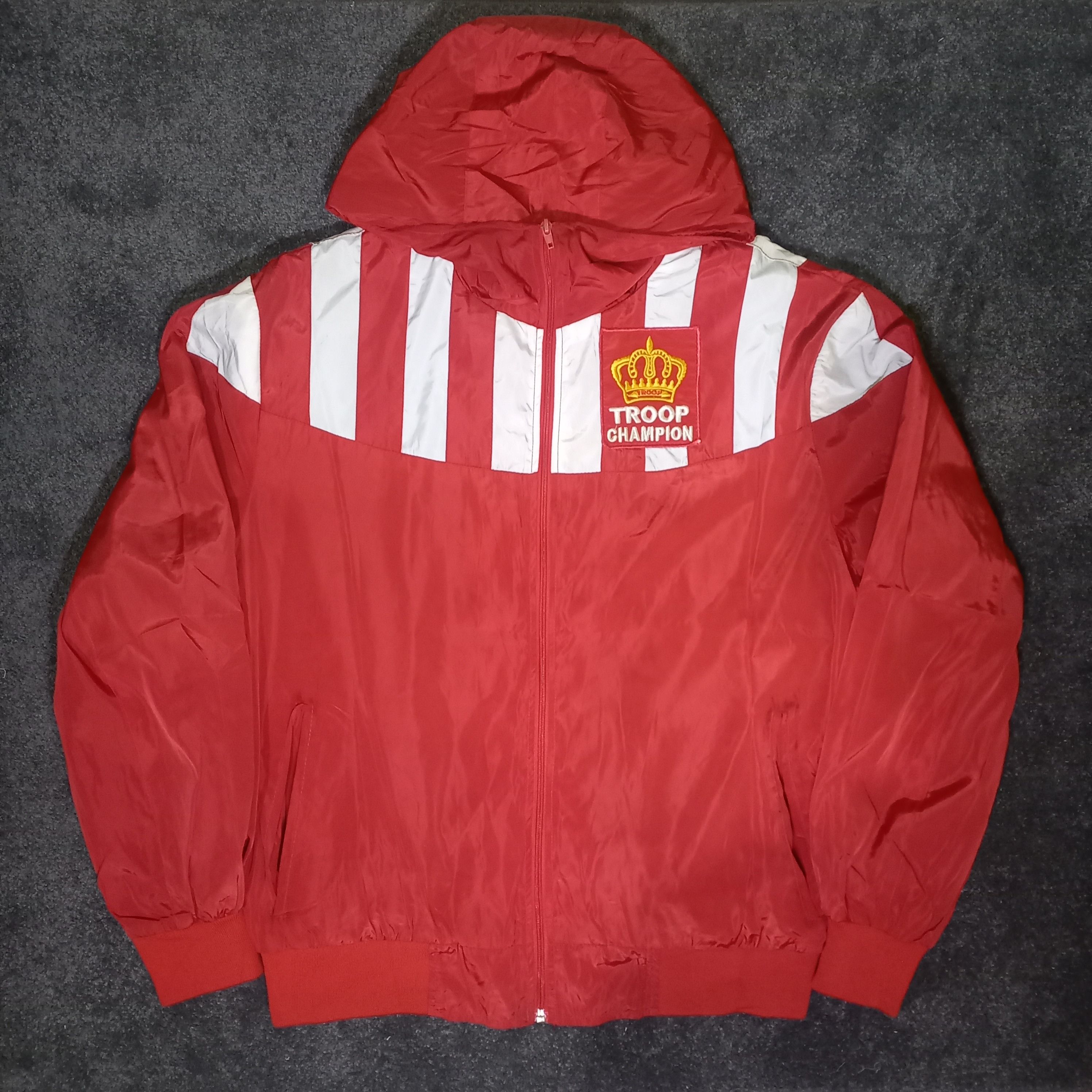 image of Vintage Troop Champion Jacket in Red White, Men's (Size Large)