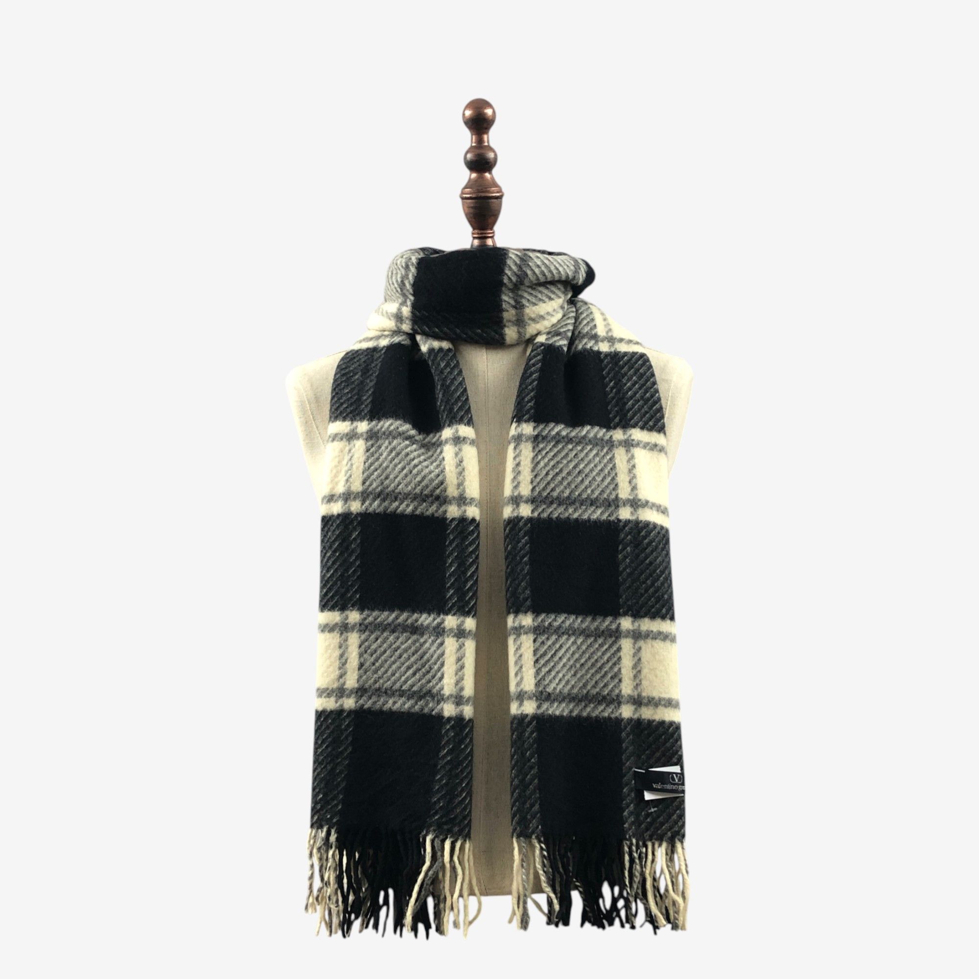 Japanese Brand Vintage Valentino Garavani Scarf Muffler Wool Plaid Scarves Size ONE SIZE - 1 Thumbnail