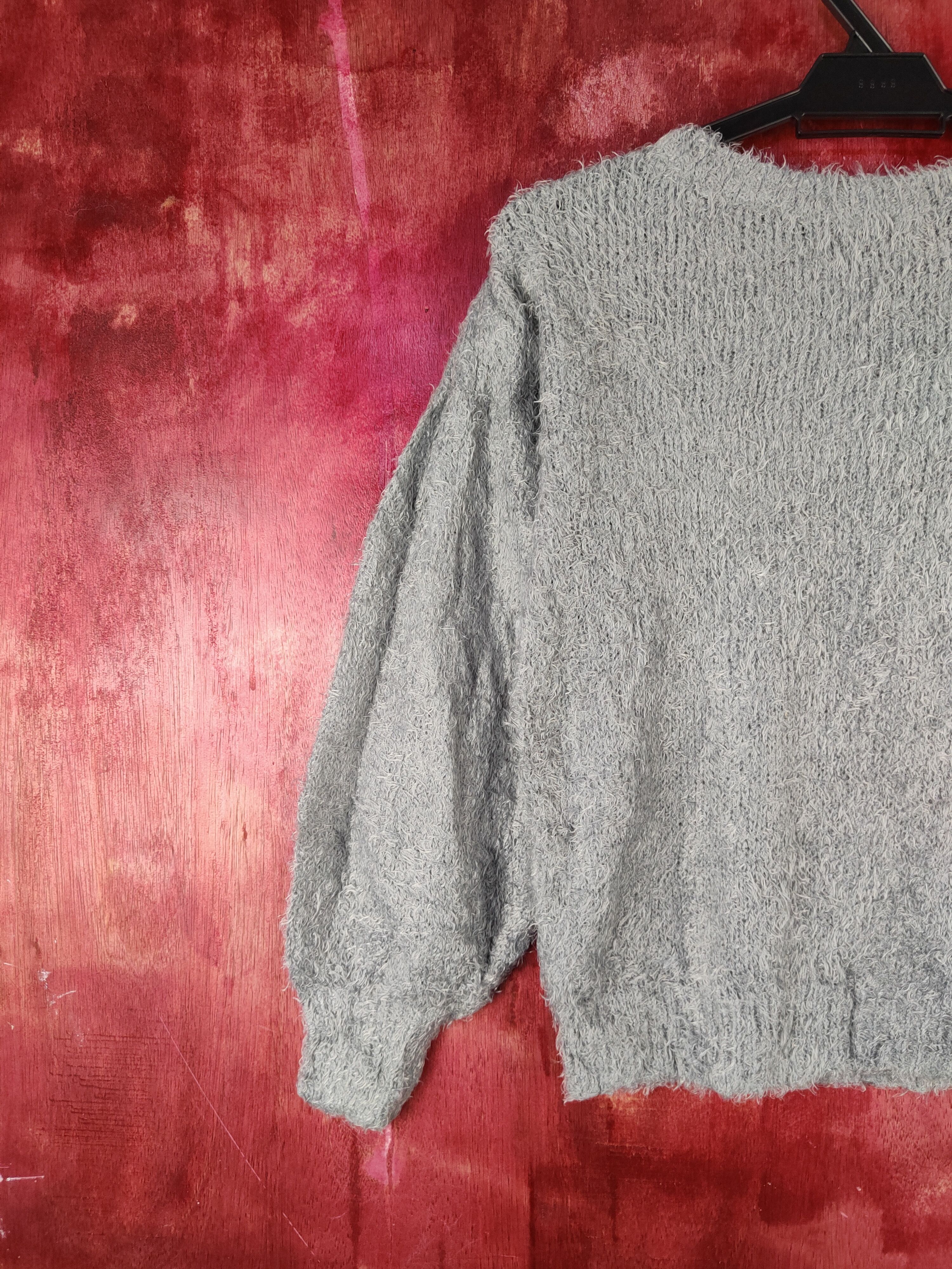 GU GU Dark Gray Shag Shaggy Fur Mohair Knitwear #S2094 Size S / US 4 / IT 40 - 8 Thumbnail