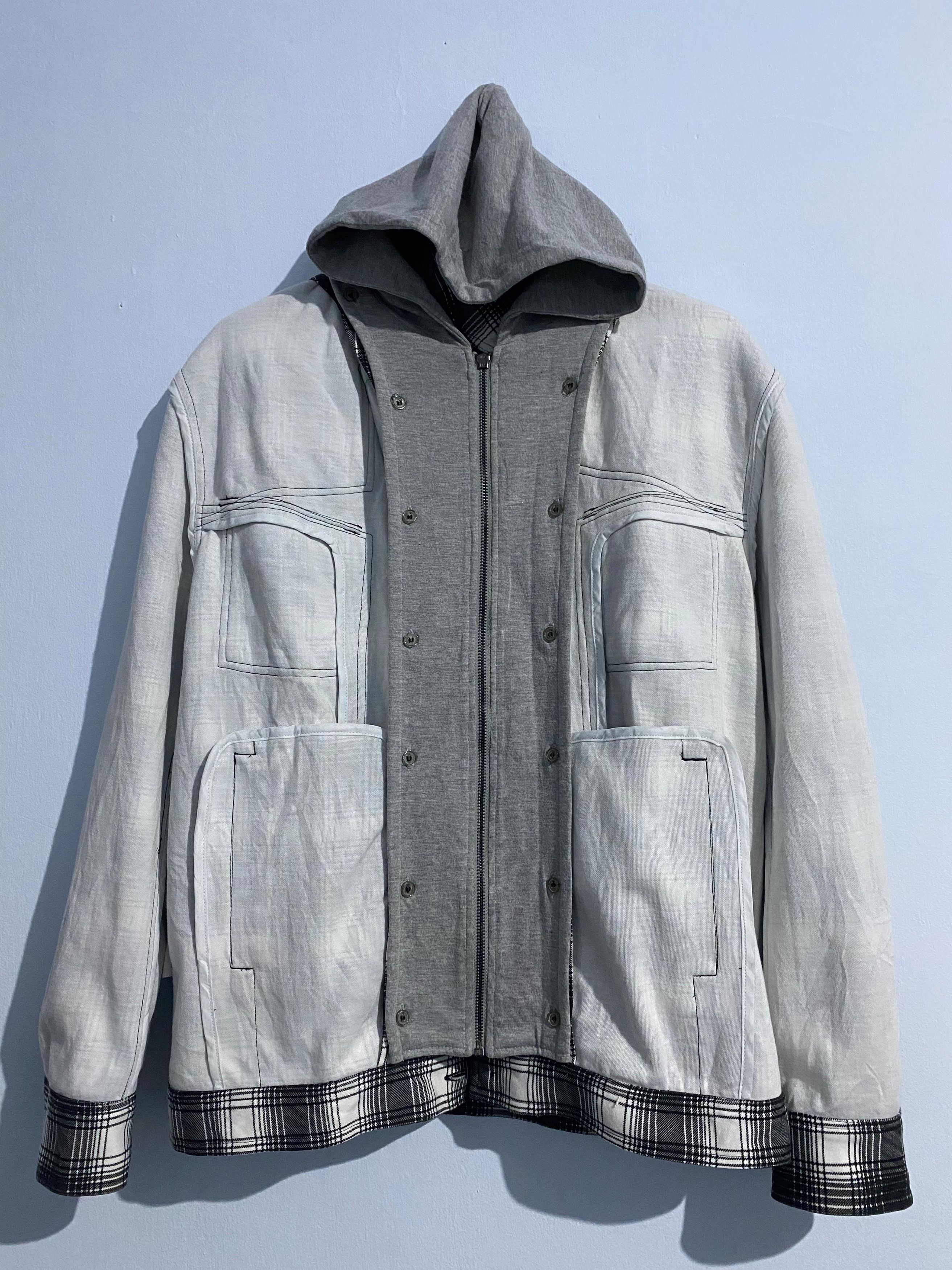 Japanese Brand Veterano double layer zipp hoodie plaid Size US L / EU 52-54 / 3 - 6 Thumbnail