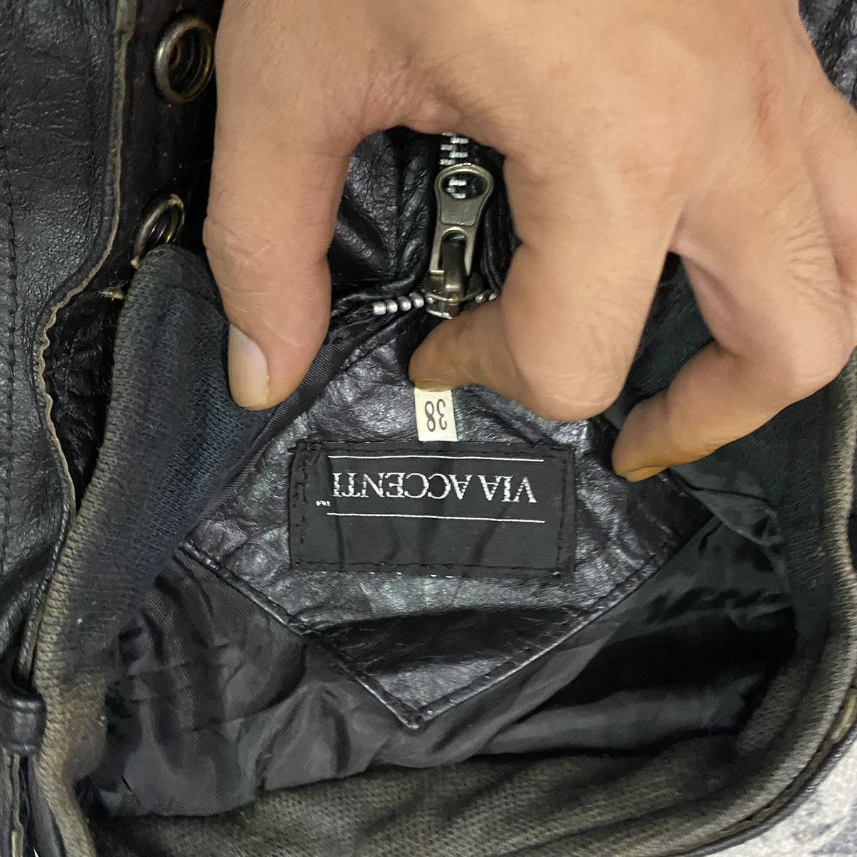 Genuine Leather Vintage Via Accenti Black Leather Jacket Size US M / EU 48-50 / 2 - 6 Thumbnail