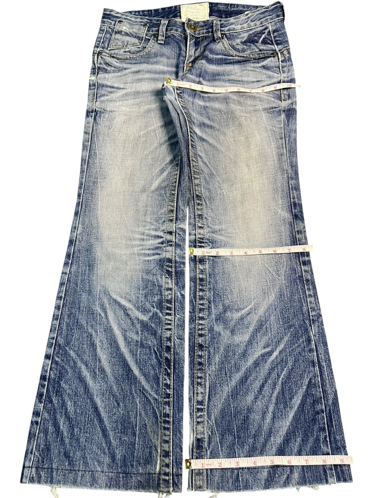 Hysteric Glamour Vintage Lolita Faded Distressed Low Rise Flare Jeans Size 32" / US 10 / IT 46 - 8 Thumbnail