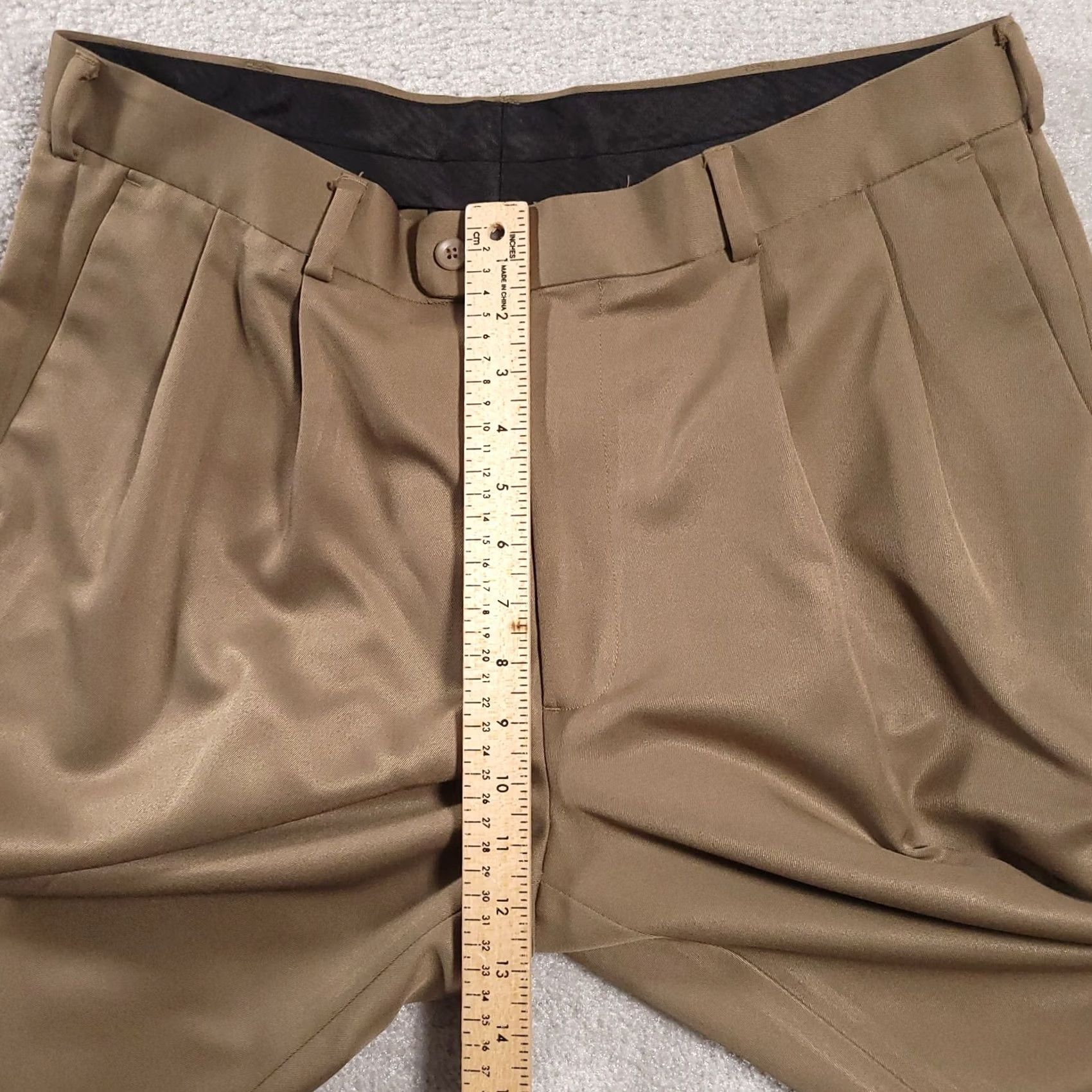 Vintage John Henry Men's Pants Size 36 x 32 Beige Pleated Front Cuffed Dress Pants Regular Rise Tapered Leg Mens Size US 36 / EU 52 - 7 Thumbnail