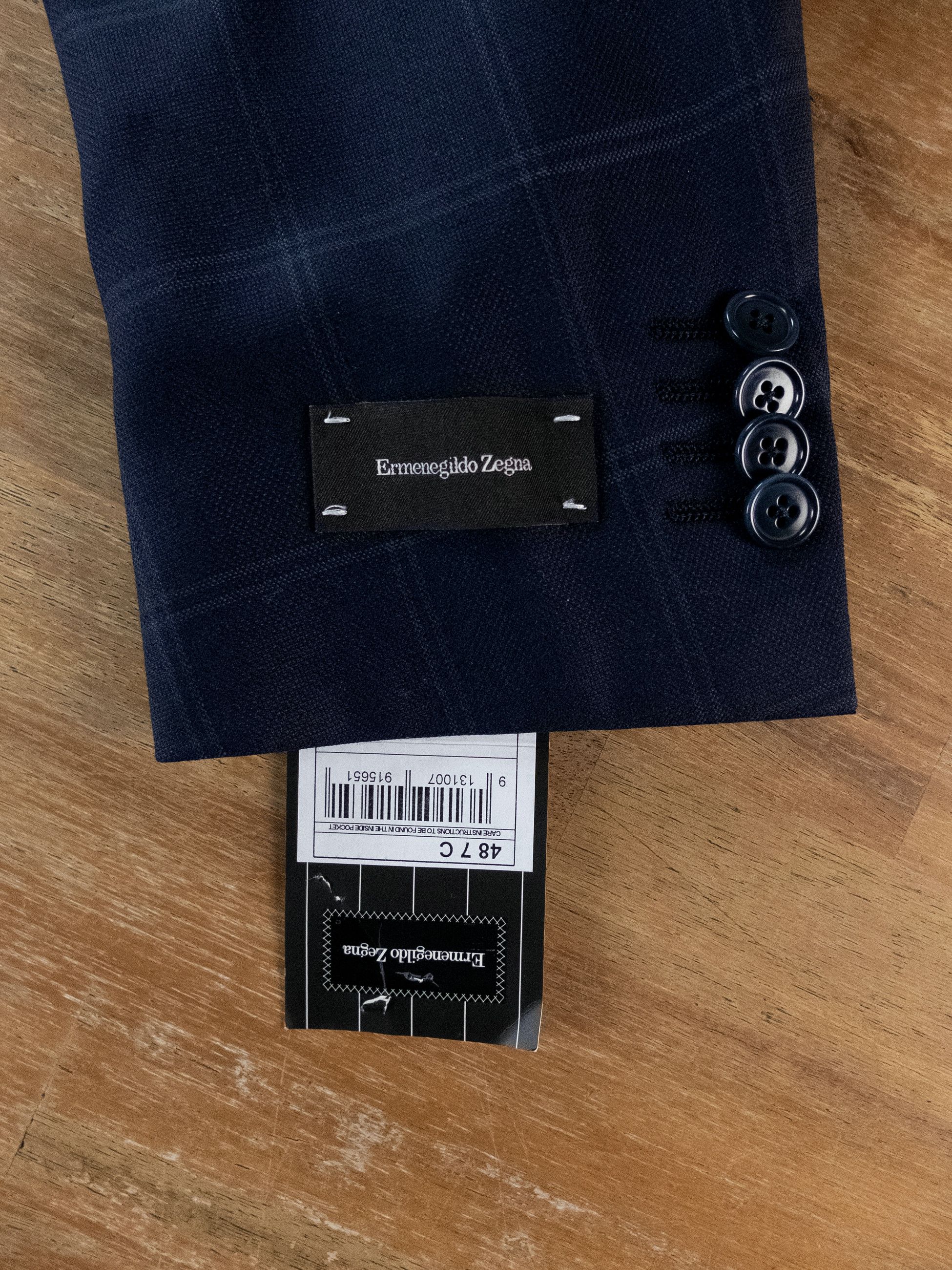Ermenegildo Zegna ERMENEGILDO ZEGNA navy blue windowpane wool sportcoat 38C Size 38S - 6 Thumbnail