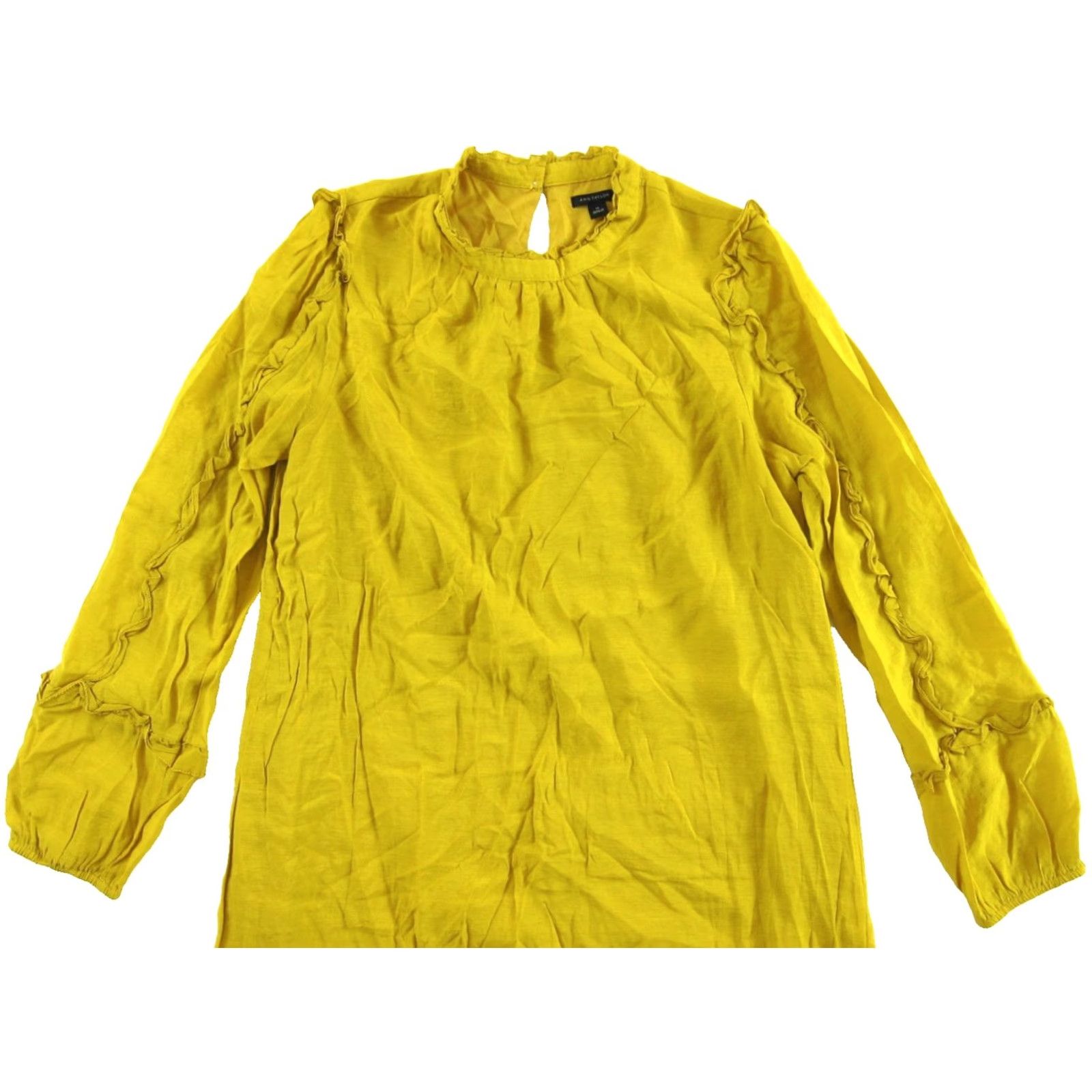 Ann Taylor ANN TAYLOR Tunic Smock Dress Shirt 14 Yellow Linen Rayon Lined Knee Length - Size XL / US 12-14 / IT 48-50 - 4 Thumbnail