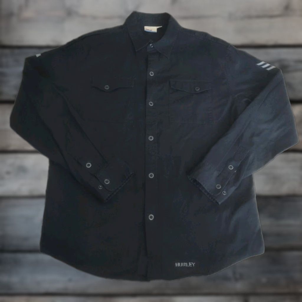 Hurley VINTAGE Hurley Men’s Long Sleeve Button-Up Shirt Black Military 90s Y2K Casual Formal Size L Size US L / EU 52-54 / 3 - 1 Thumbnail