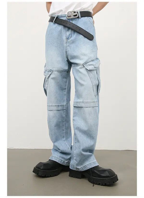 Japanese Brand American retro men's high street loose cargo jeans Size US 32 / EU 48 - 2 Thumbnail