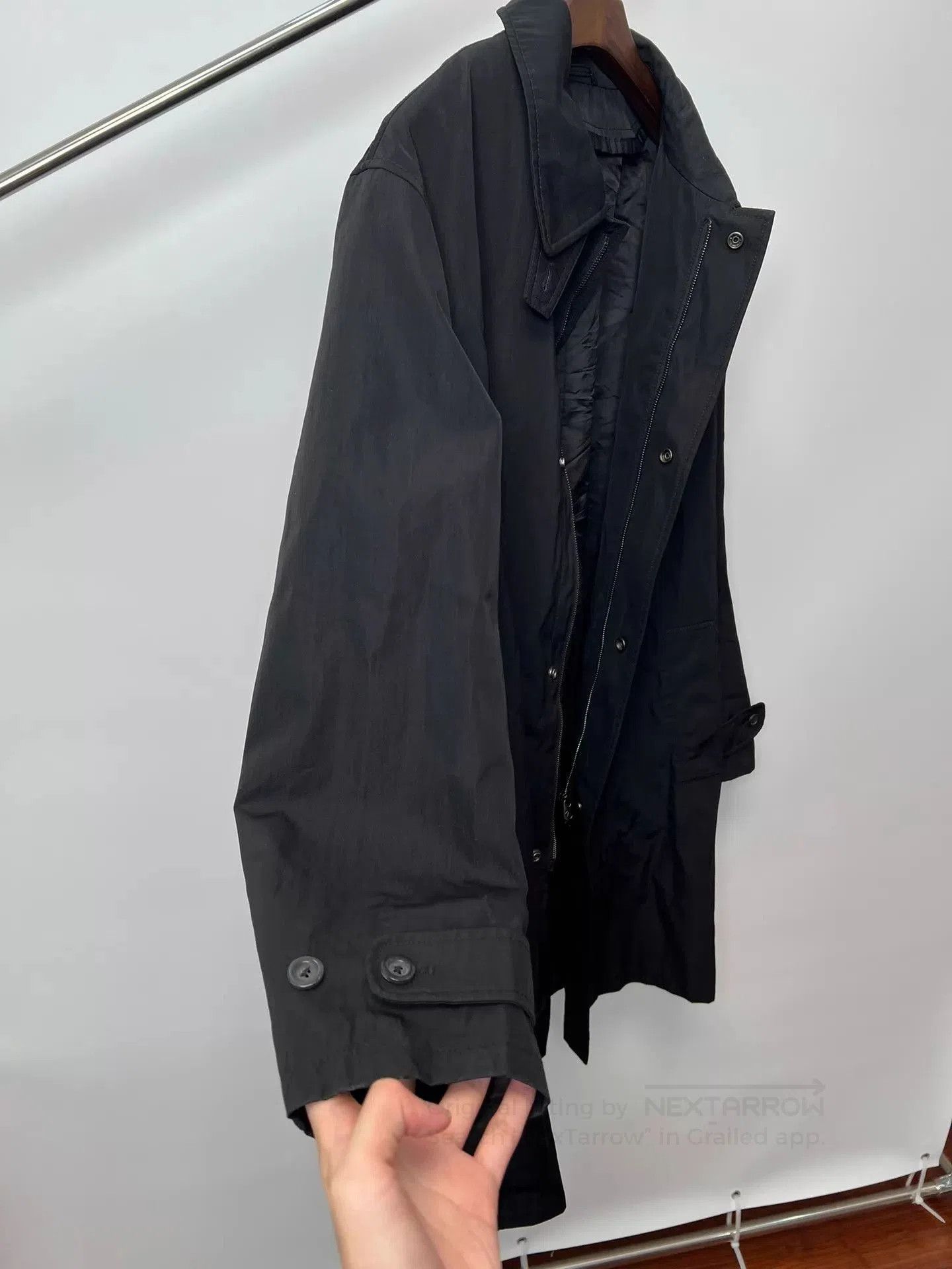 Armani Black Long Coat with Stand Collar Size L. Size US L / EU 52-54 / 3 - 5 Thumbnail