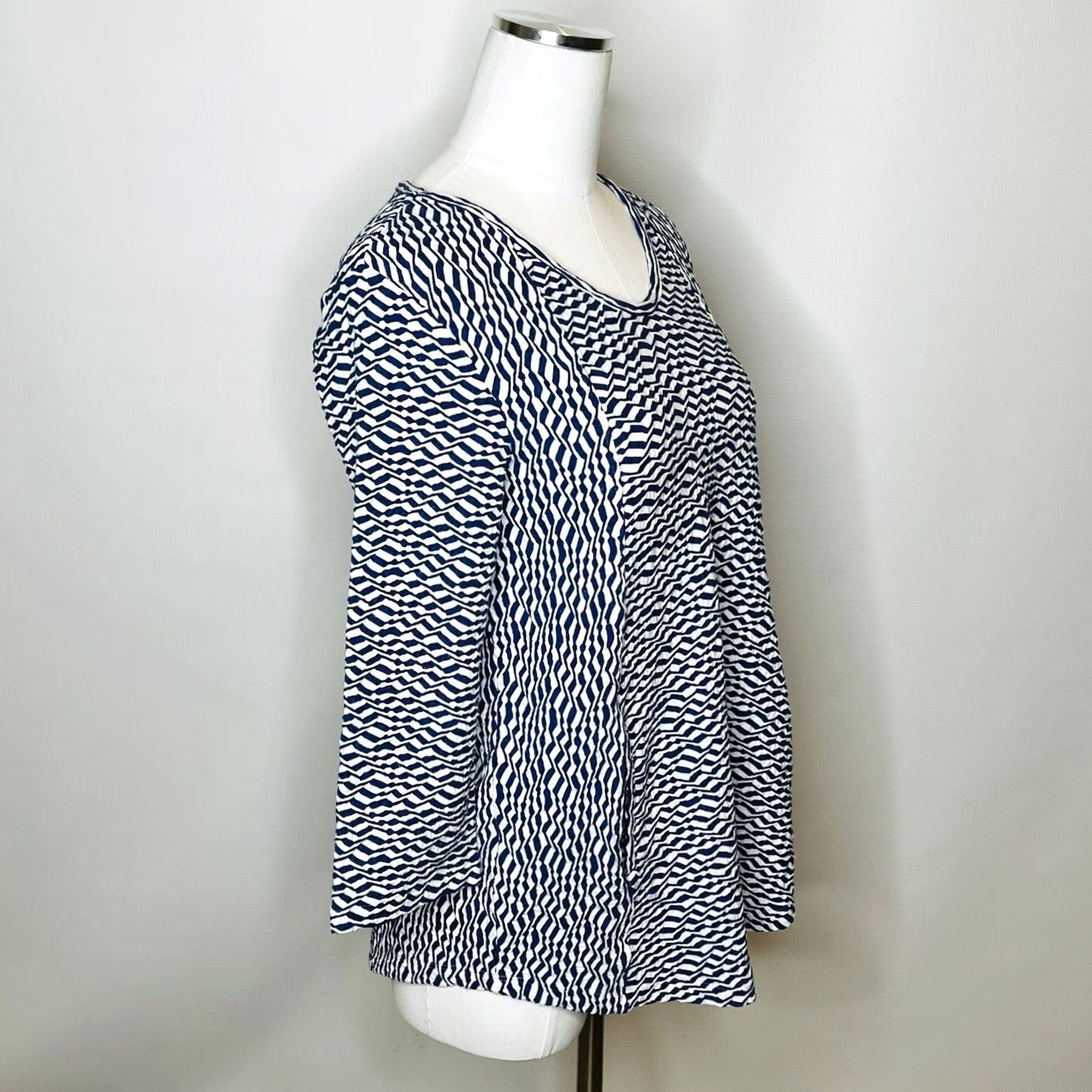 Habitat Habitat Wave Top Shirt Womens XS Blue White Abstract Print Half Sleeve Everyday Shirt Size XS / US 0-2 / IT 36-38 - 2 Thumbnail