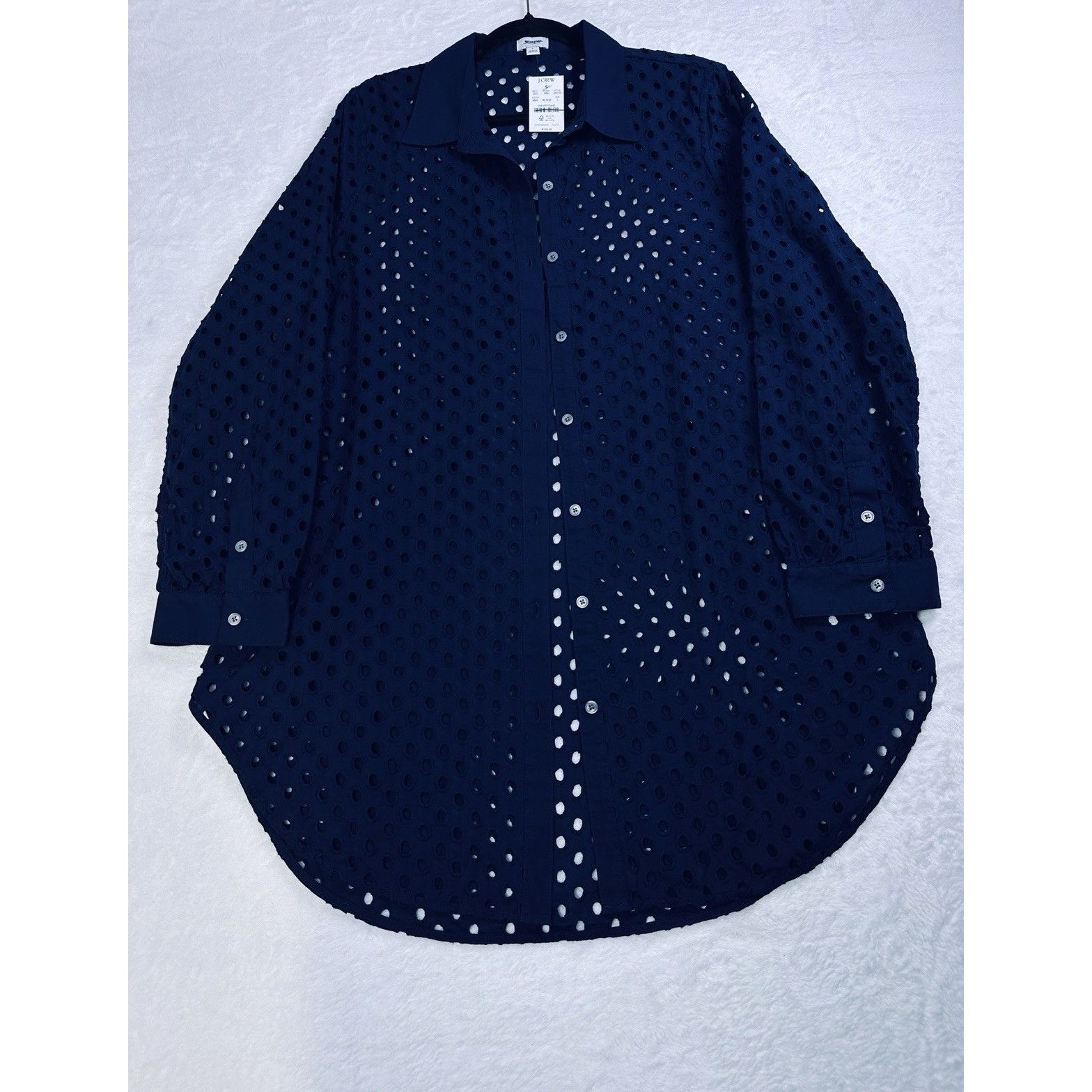 J.Crew J.Crew Factory Eyelet Swim Cover Up Tunic Shirt Navy Large Size L / US 10 / IT 46 - 10 Thumbnail