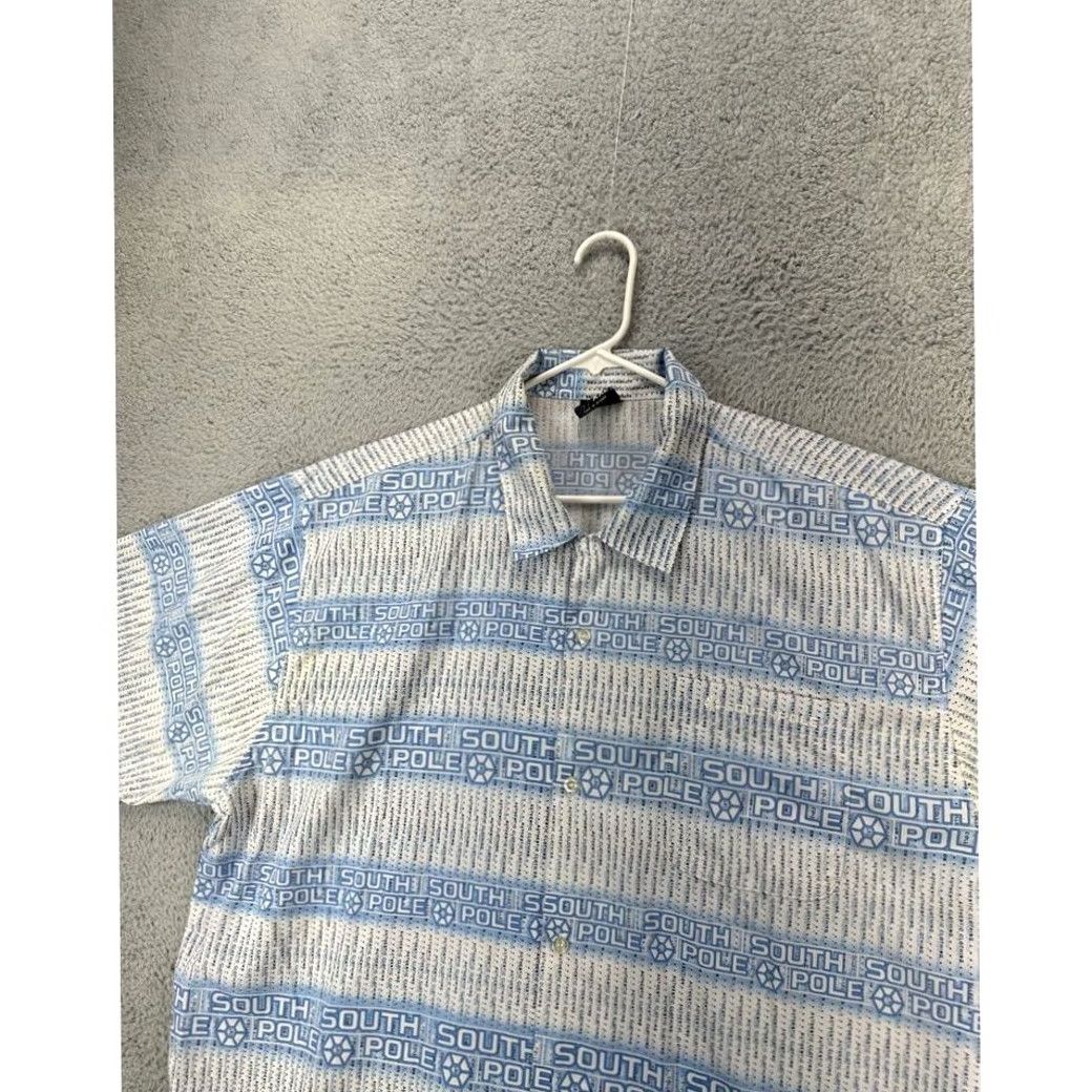 Southpole Southpole Button Down Shirt Adult 2XL Blue Graphic Print Baggy Pocket Y2K Mens Size US XXL / EU 58 / 5 - 6 Thumbnail