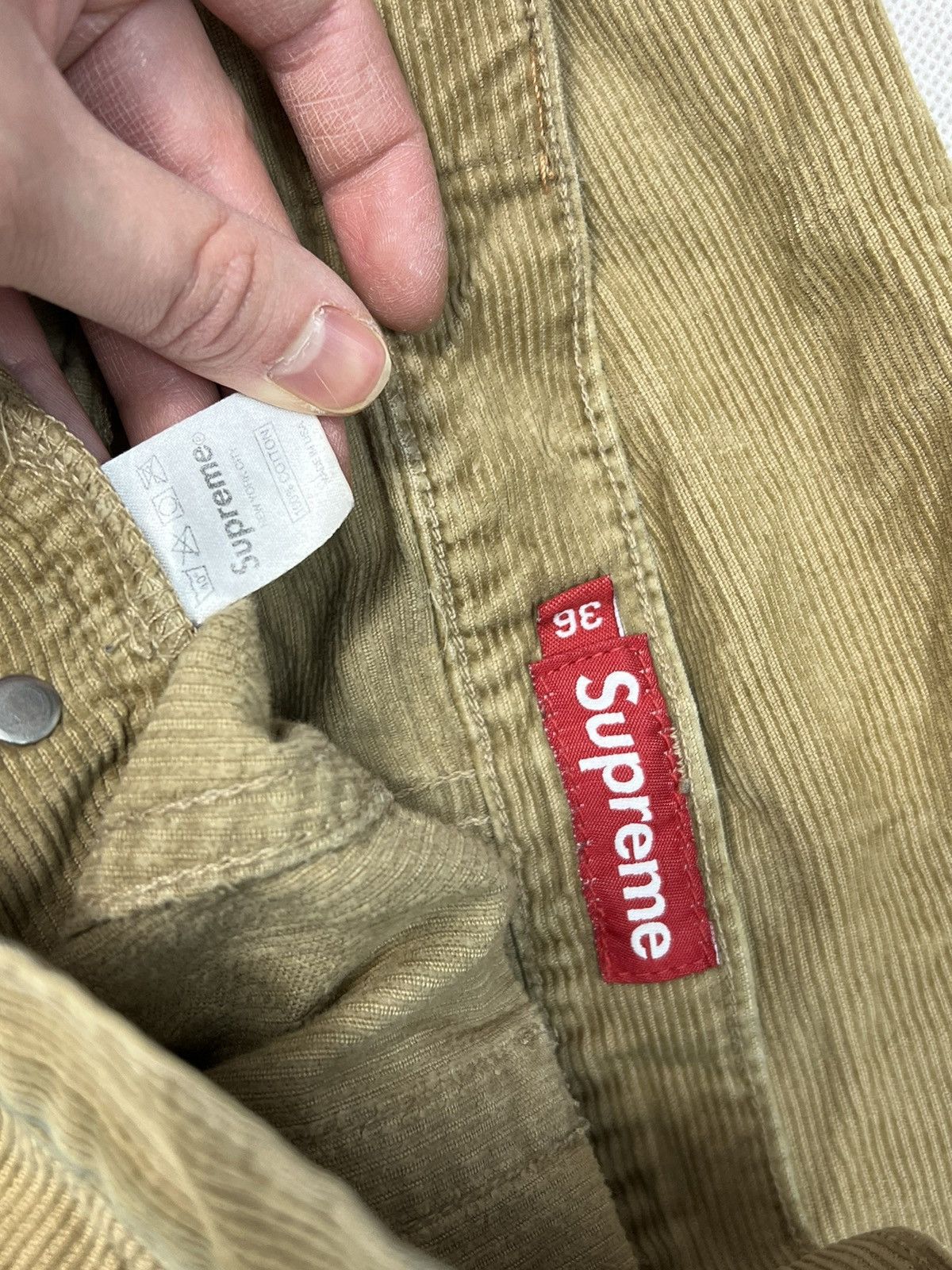 Supreme Supreme logo corduroy pants brown cream Size US 36 / EU 52 - 3 Thumbnail