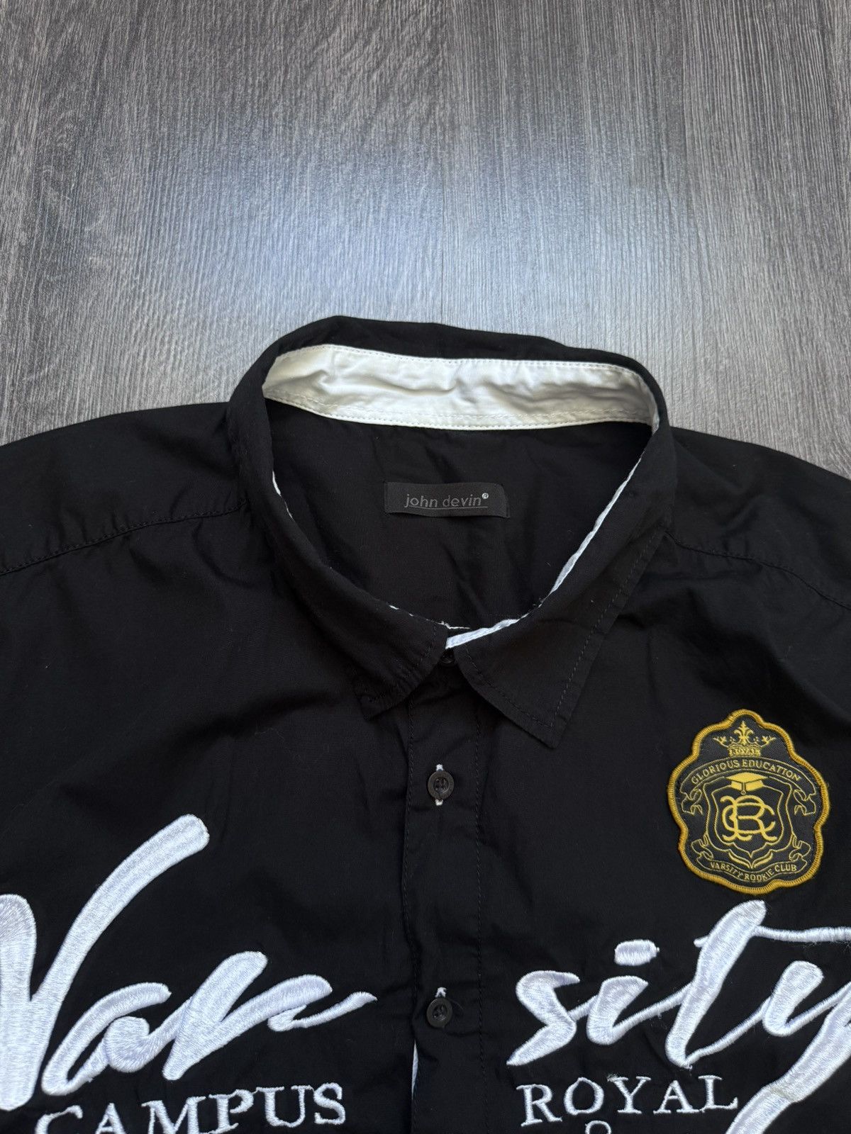 Vintage John Devin Embroidered Logo Shirt Black Oversized RRL style Size US XXL / EU 58 / 5 - 4 Thumbnail