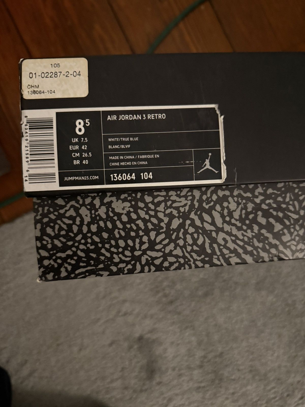 Nike 2011 Jordan 3 True Blue Size US 8.5 / EU 41-42 - 6 Thumbnail
