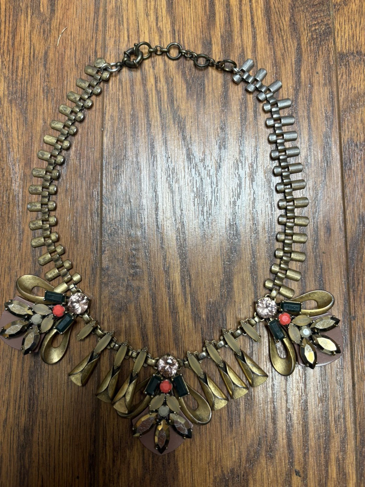 J.Crew J.Crew Statement Necklace Gold Tone Rhinestone Bib Collar Size ONE SIZE - 1 Thumbnail