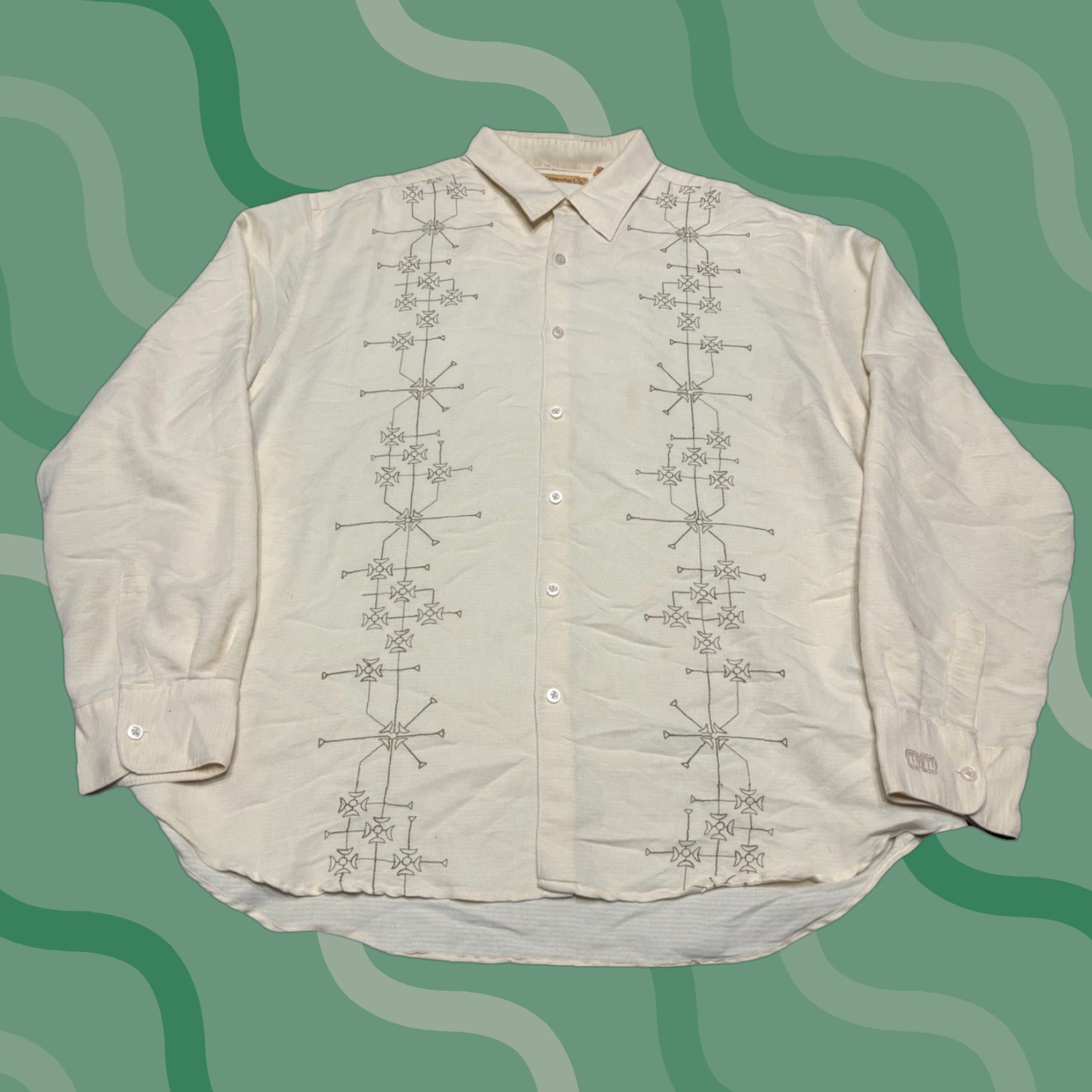 CO VINTAGE The Havanera Co Shirt Mens 2XL Beige Button Long Sleeve Preppy Rayon Blend F3 Size US XXL / EU 58 / 5 - 1 Thumbnail