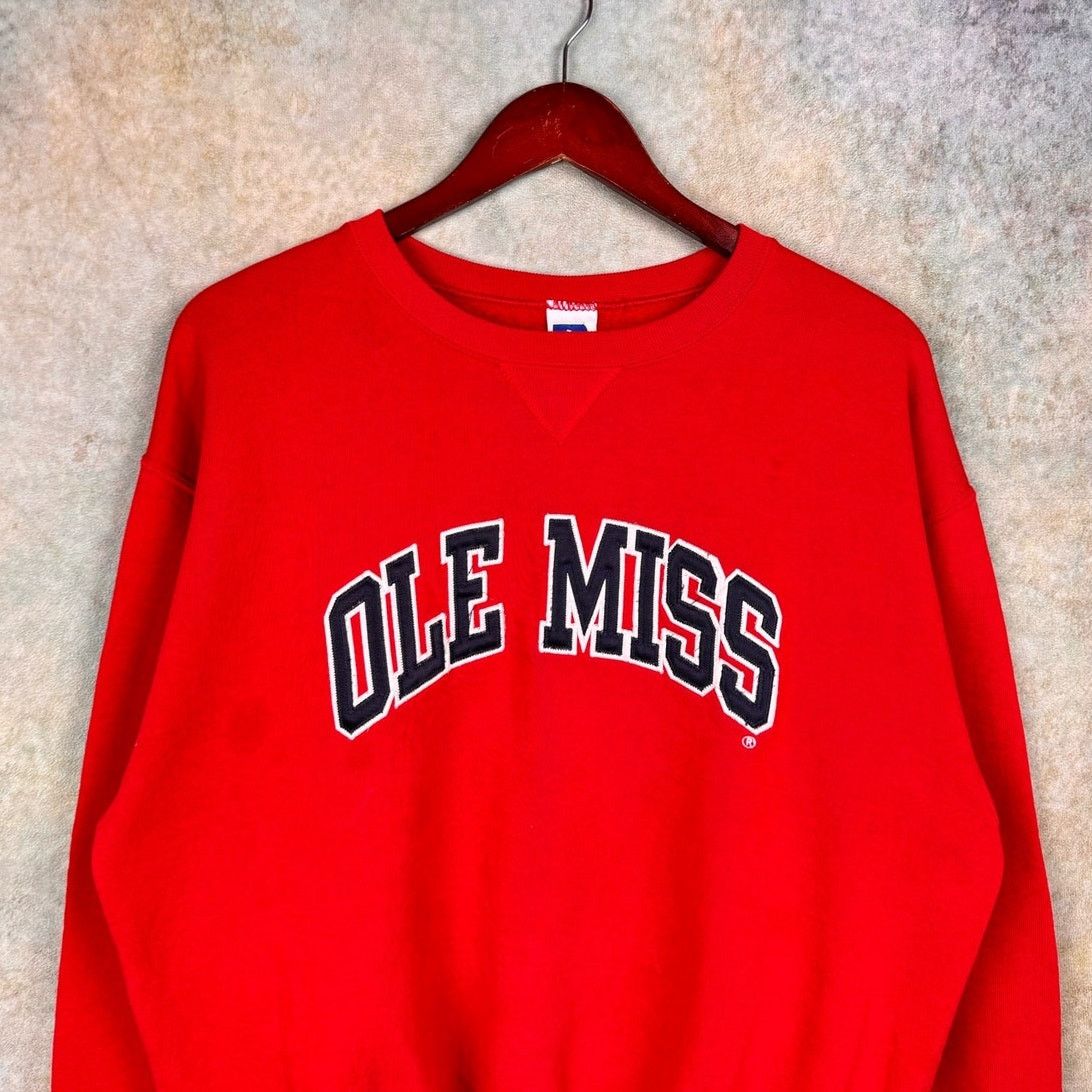 Russell Athletic × Vintage VTG 90s Ole Miss Rebels Crewneck Sweatshirt Sz M Russell Size US M / EU 48-50 / 2 - 1 Thumbnail