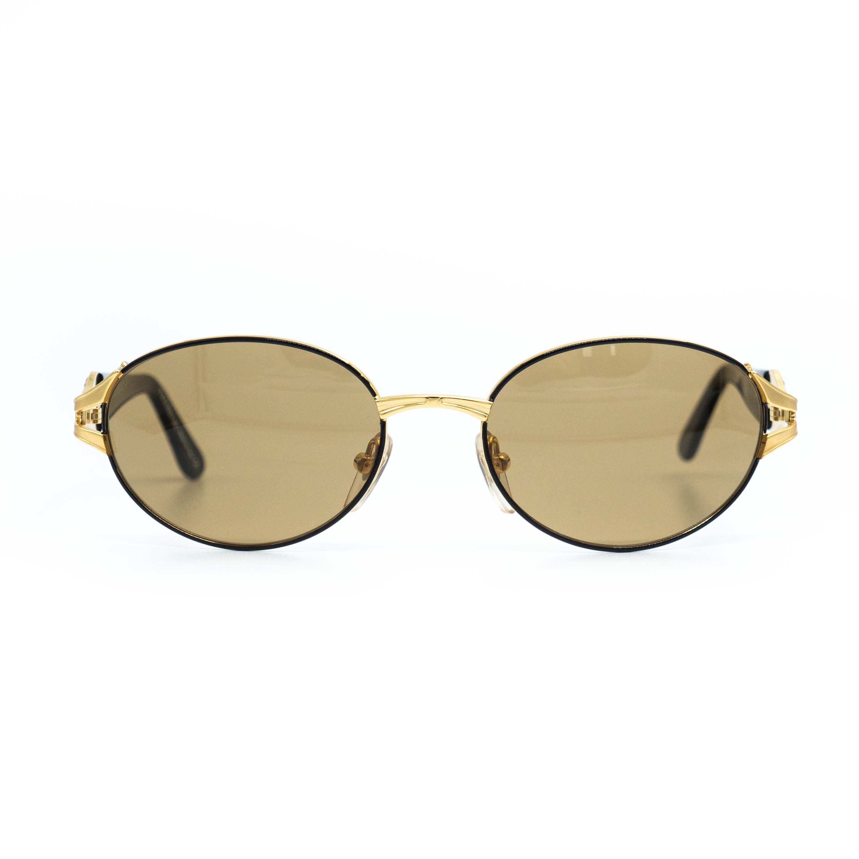 Versace × Vintage GIANNI VERSACE MOD 1231 Oval Gold Black Sunglasses Vintage Size ONE SIZE - 2 Thumbnail