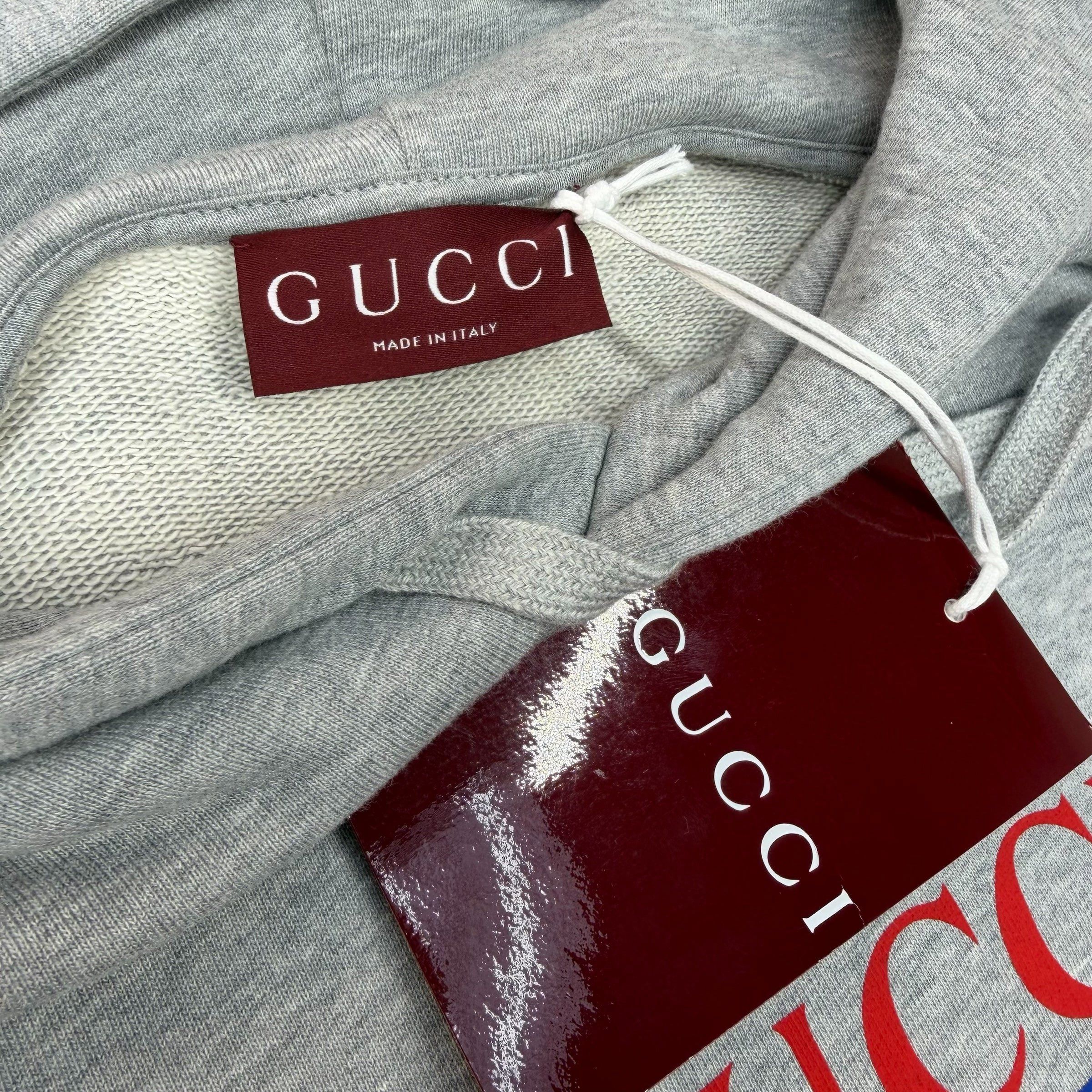 Gucci Gucci Logo Print Grey Cotton Hoodie XXL Size US XXL / EU 58 / 5 - 5 Thumbnail