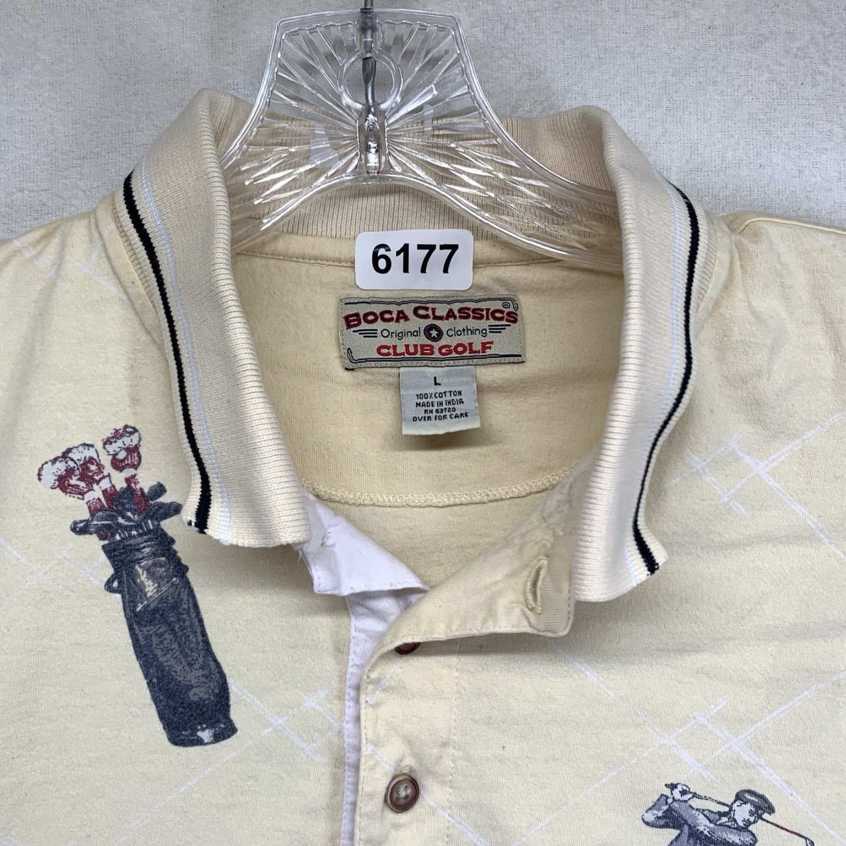 Vintage VINTAGE Boca Classics Golf Polo Shirt All Cotton Yellow, 90s Print, Short Sleeve, Regular Fit, Size L, Men Size US L / EU 52-54 / 3 - 7 Thumbnail