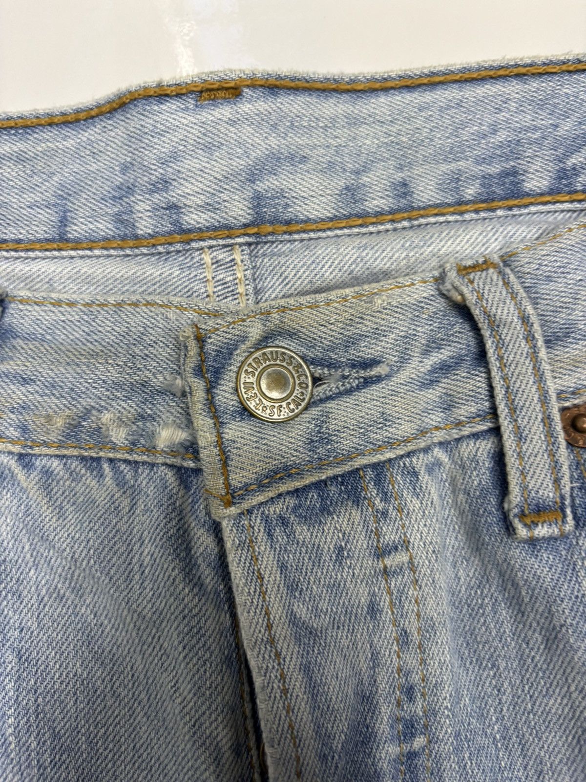 Kapital 🔥VINTAGE LEVIS 501 STITCH EMBROIDERY BLUE WASH JEANS Size US 31 - 14 Thumbnail