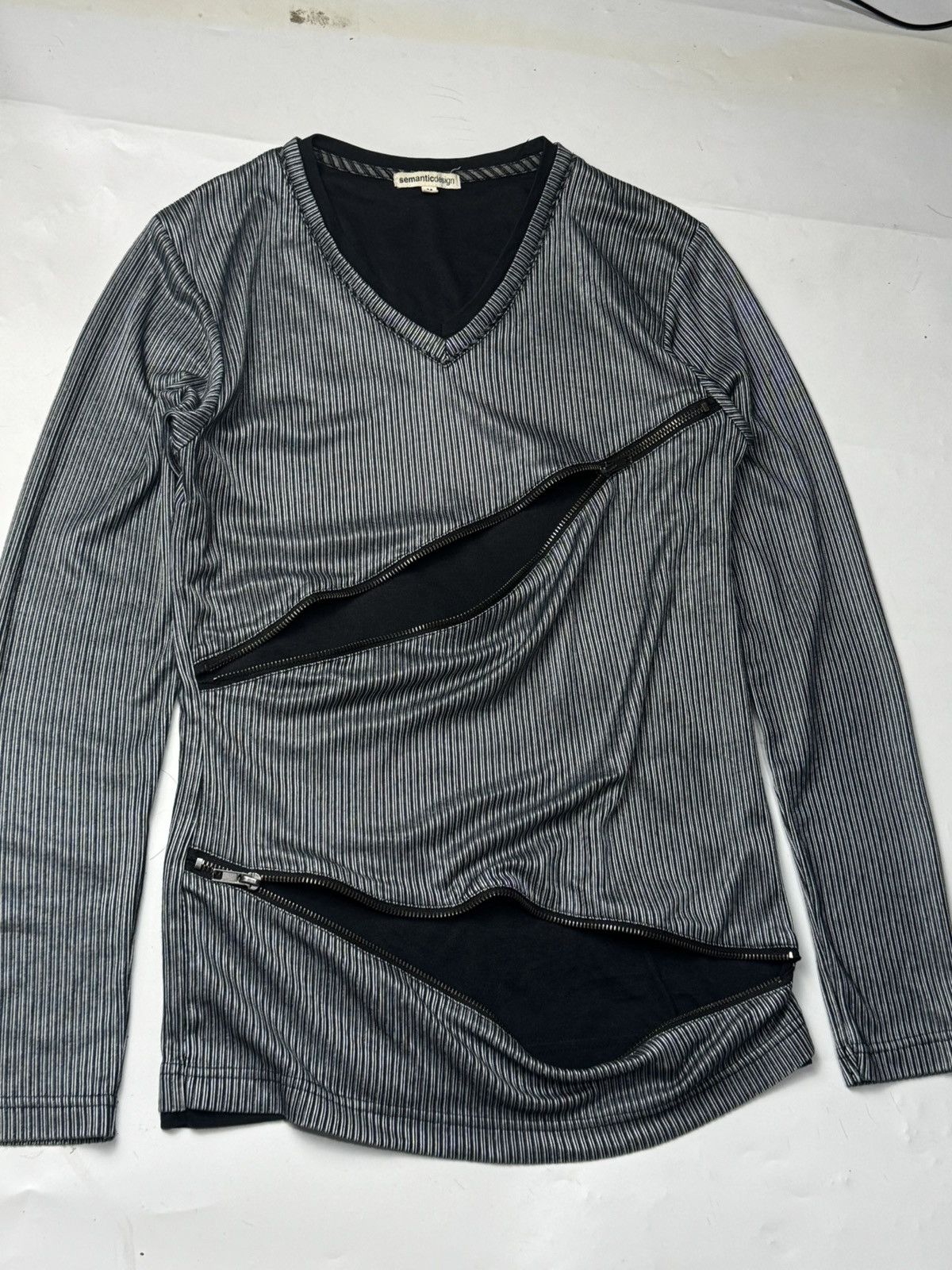 トップス archive attachment Backprint long sleeve Archived Zipper Semanticdesign Double Layers Long Sleeve
