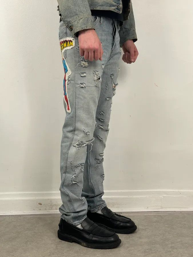 Dolce & Gabbana SS2005 Dolce & Gabbana Light Blue Denim Distressed Superman Jeans Size US 32 / EU 48 - 5 Thumbnail