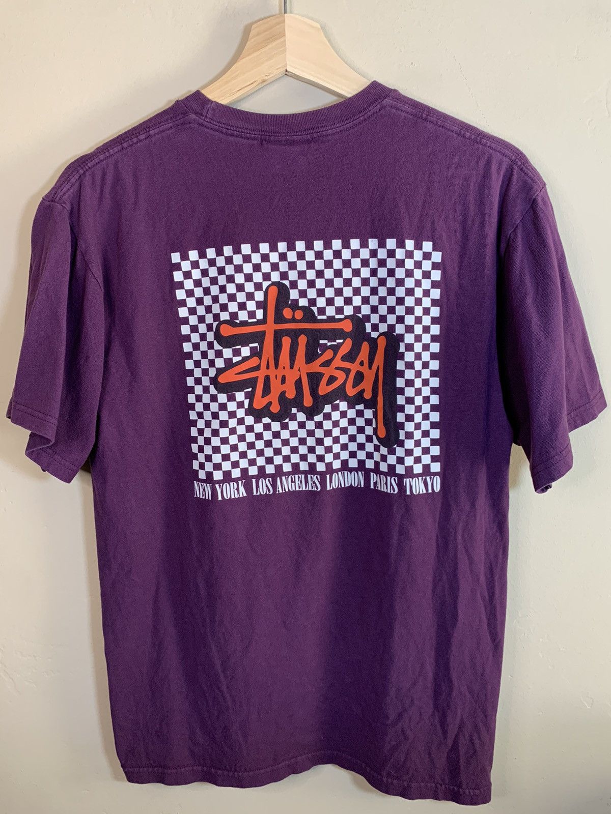 Designer × Stussy × Vintage *RARE* Stussy Checkerboard Logo T-Shirt - Medium Size US M / EU 48-50 / 2 - 1 Thumbnail