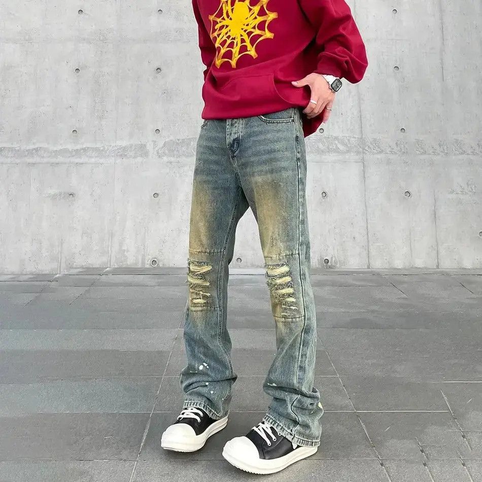 Japanese Brand × Jean Skinny Jeans Men Streetwear Autumn Y2k Ripped Denim Size US 33 - 4 Thumbnail
