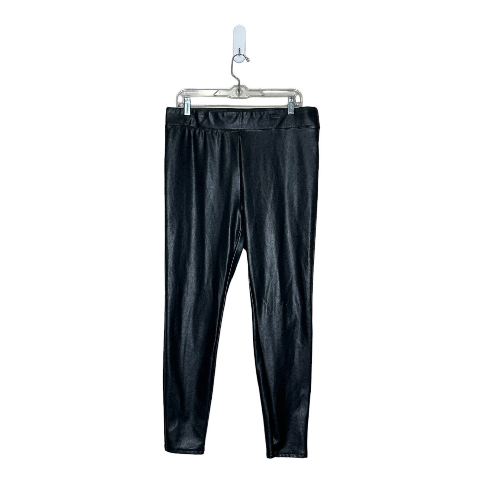 Vera Wang Simply Vera black faux leather pull on pants size Large Size 35" - 1 Thumbnail