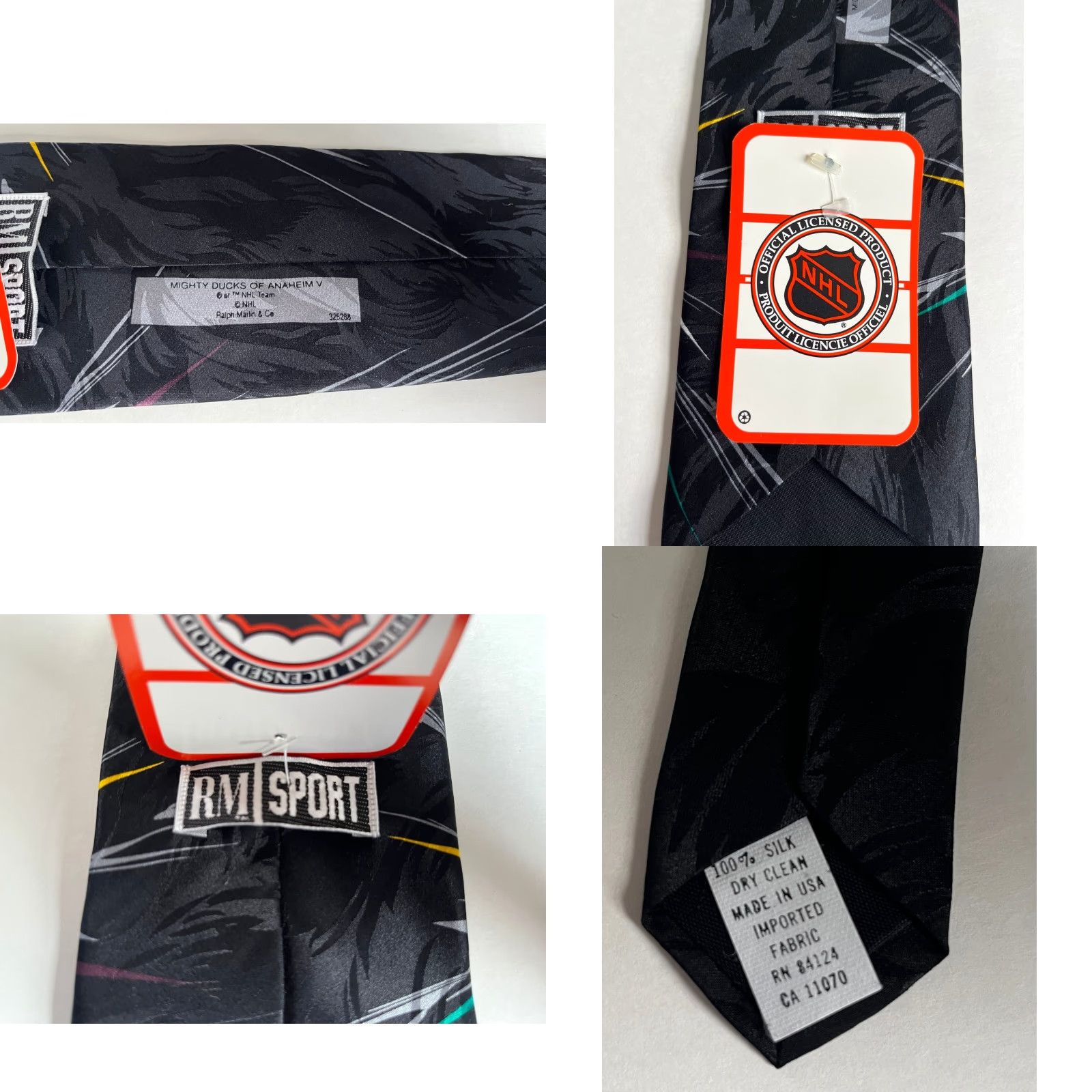 NHL VINTAGE NWT Mighty Ducks of Anaheim Silk Tie NHL Ralph Marlin Men Size ONE SIZE - 8 Thumbnail