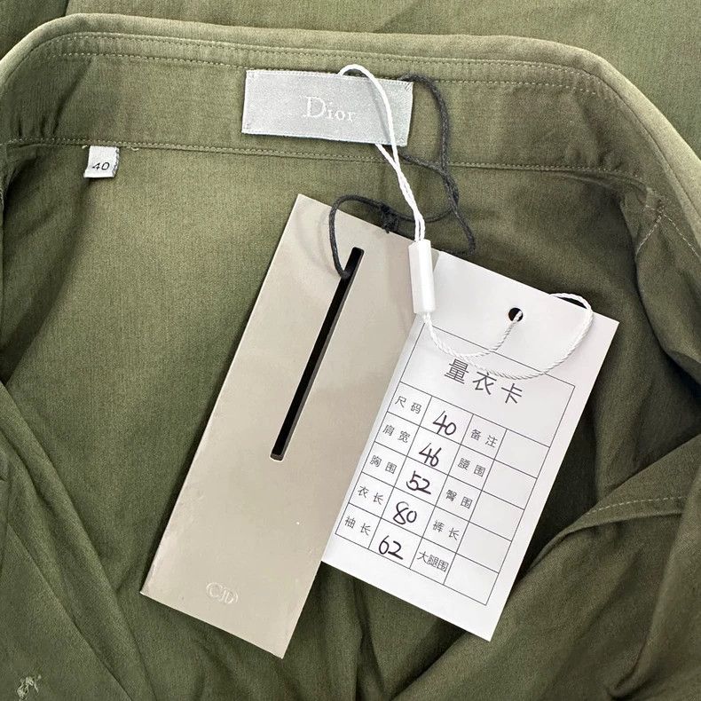 Dior DiorDark green logo-free simple long-sleeved shirt 2503-Nex Size US XXS / EU 40 - 3 Thumbnail