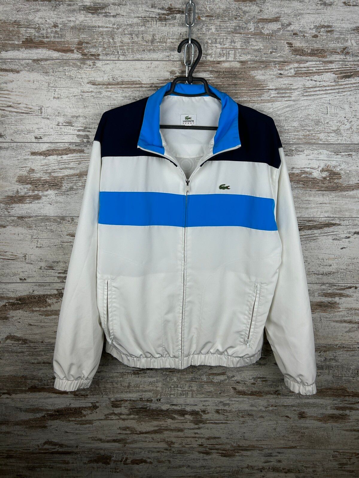 Pre-owned Lacoste X Vintage Mens Vintage Lacoste Track Jacket Olympic Crazy Y2k In White/blue