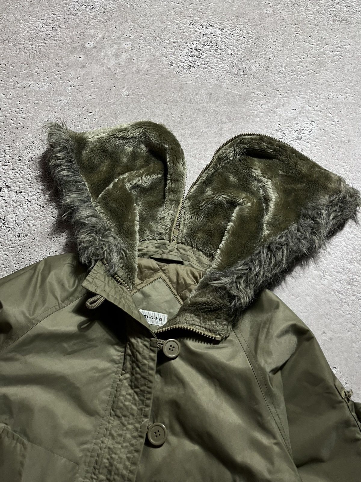Japanese Brand × Vintage Olive bomber jacket with faux fur split zipup hood Y2K style Size M / US 6-8 / IT 42-44 - 5 Thumbnail