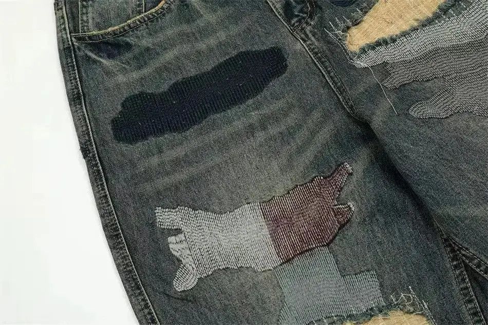 Japanese Brand Design Patchwork Baggy Jeans Size US 34 / EU 50 - 6 Thumbnail