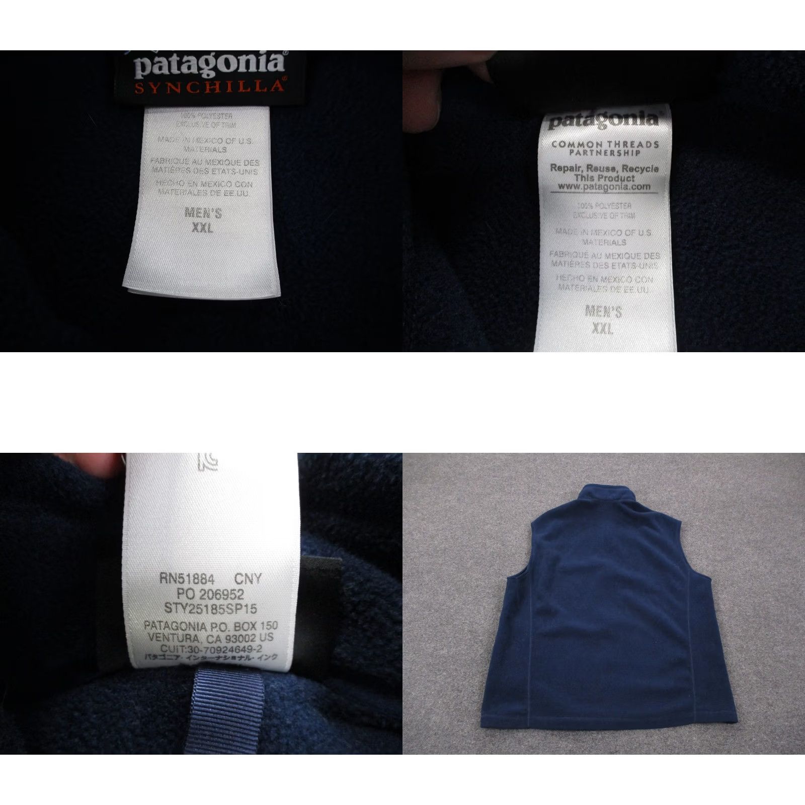 Patagonia Patagonia Vest Mens 2XL Blue Fleece Zip Pocket Windbreaker Outdoor Active Hiking Jacket Size US XXL / EU 58 / 5 - 8 Thumbnail