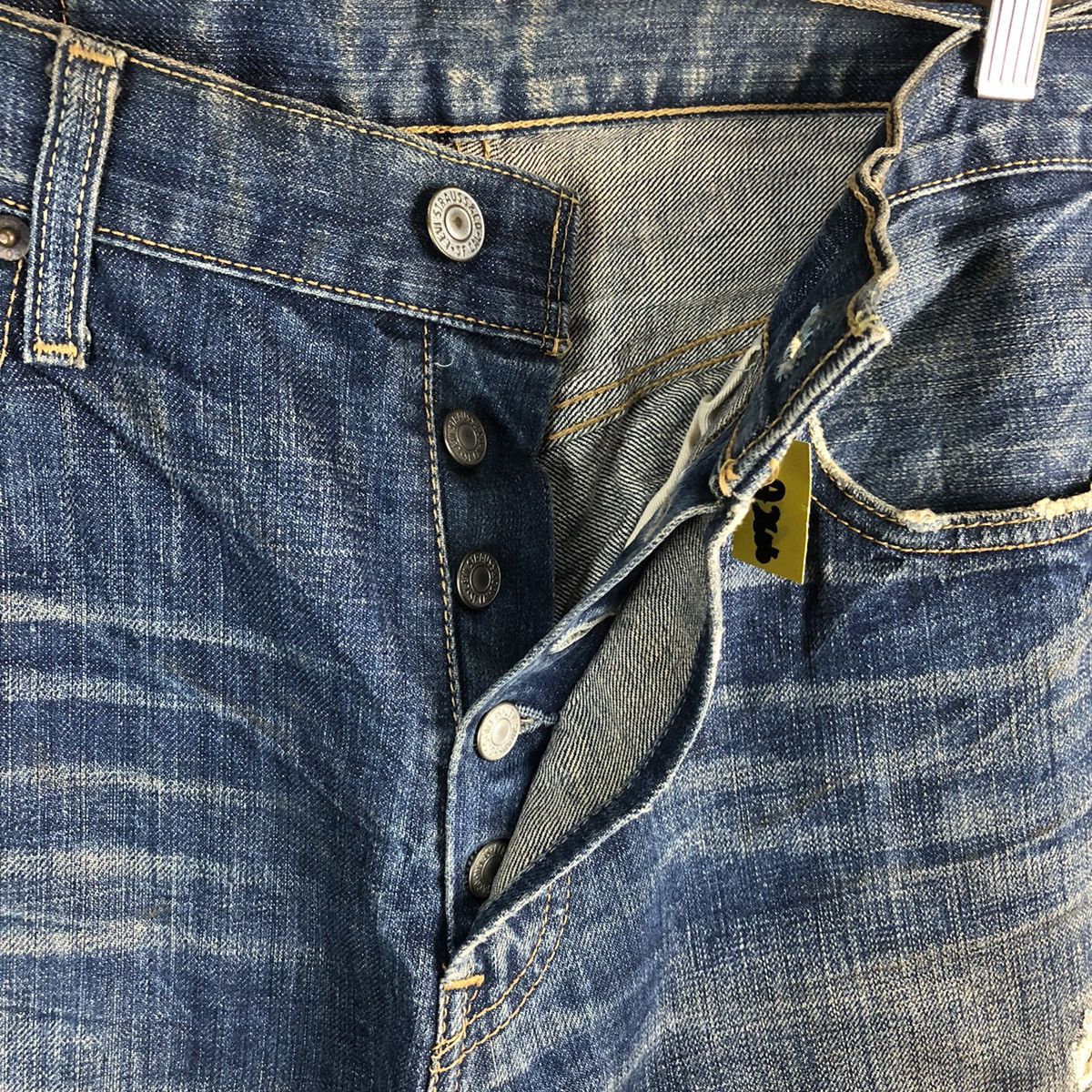 Levi's Levis 501 Blue Distressed ripped Denim jeans Pants #A2606 Size US 32 / EU 48 - 14 Thumbnail