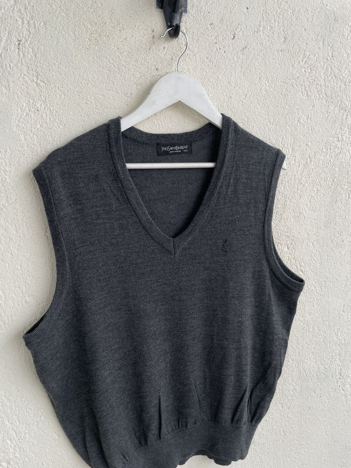 Yves Saint Laurent Vintage YSL Knit Vest Burberry Helmut Lang Y2K CDG Japan y’s Size 44R - 3 Thumbnail